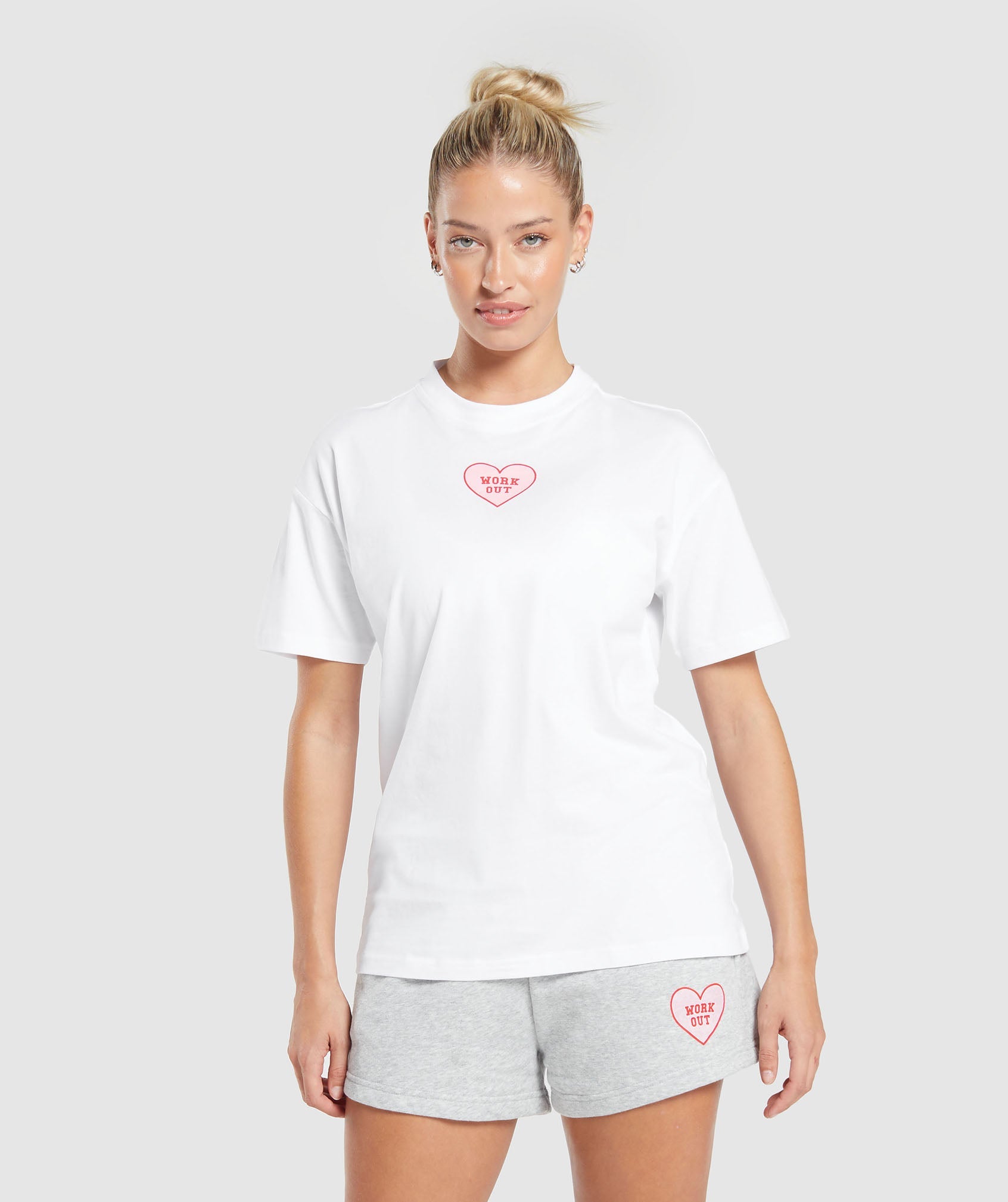 Love Hearts Oversized T-Shirt in White - view 1