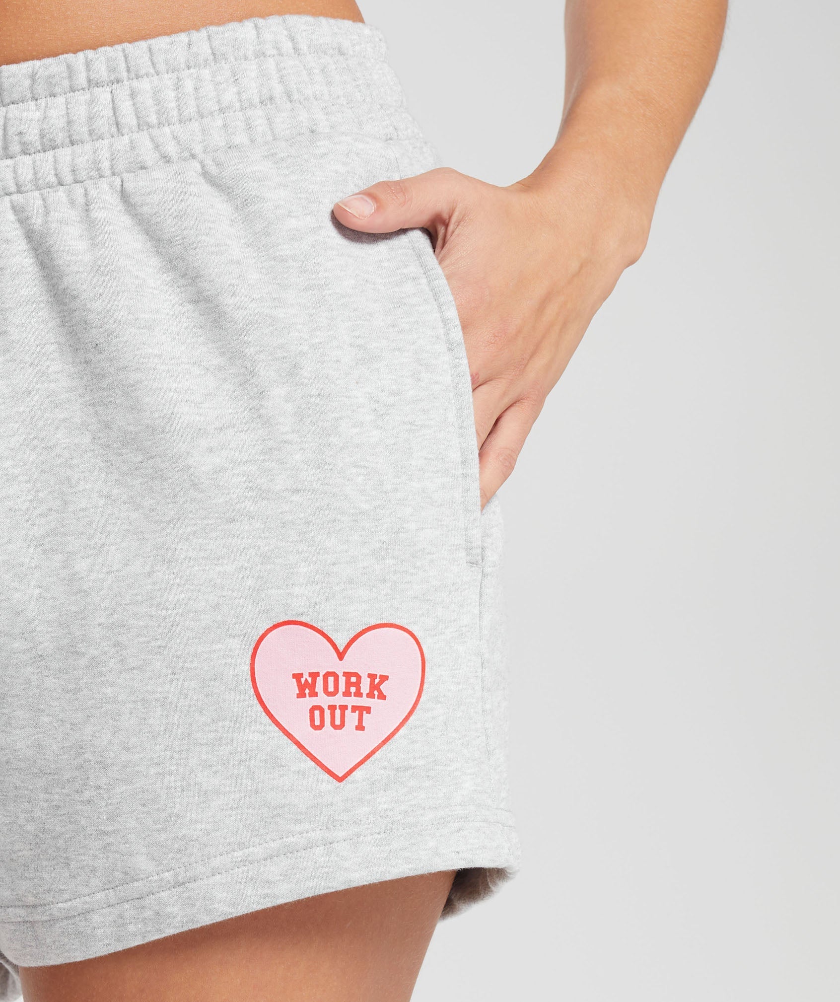 Love Hearts Sweat Shorts in Light Grey Core Marl - view 5