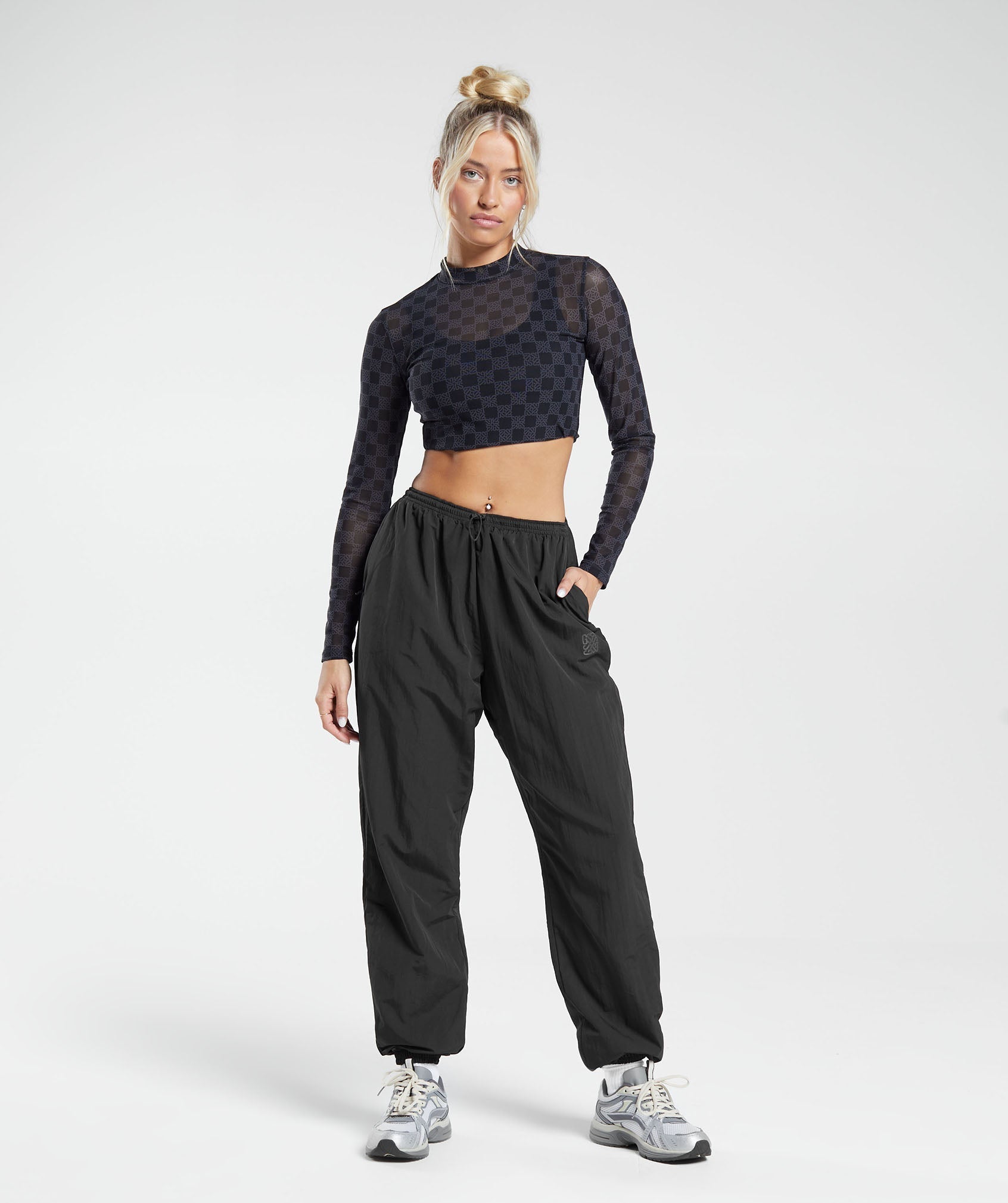 Monogram Woven Joggers in Black - view 4