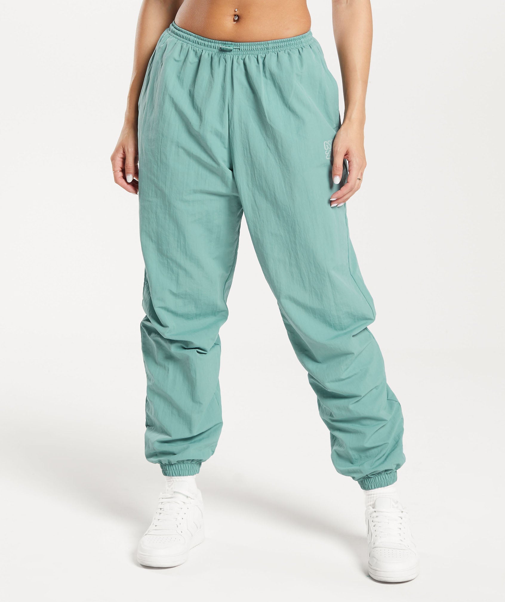 Monogram Woven Joggers in Ink Teal is out of stock