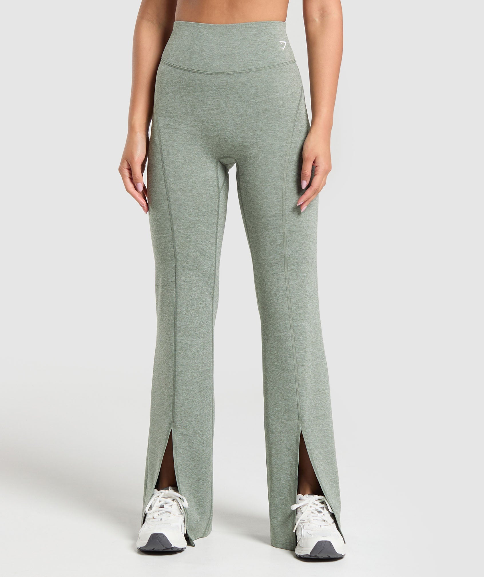 Marl Flared Leggings in Unit Green