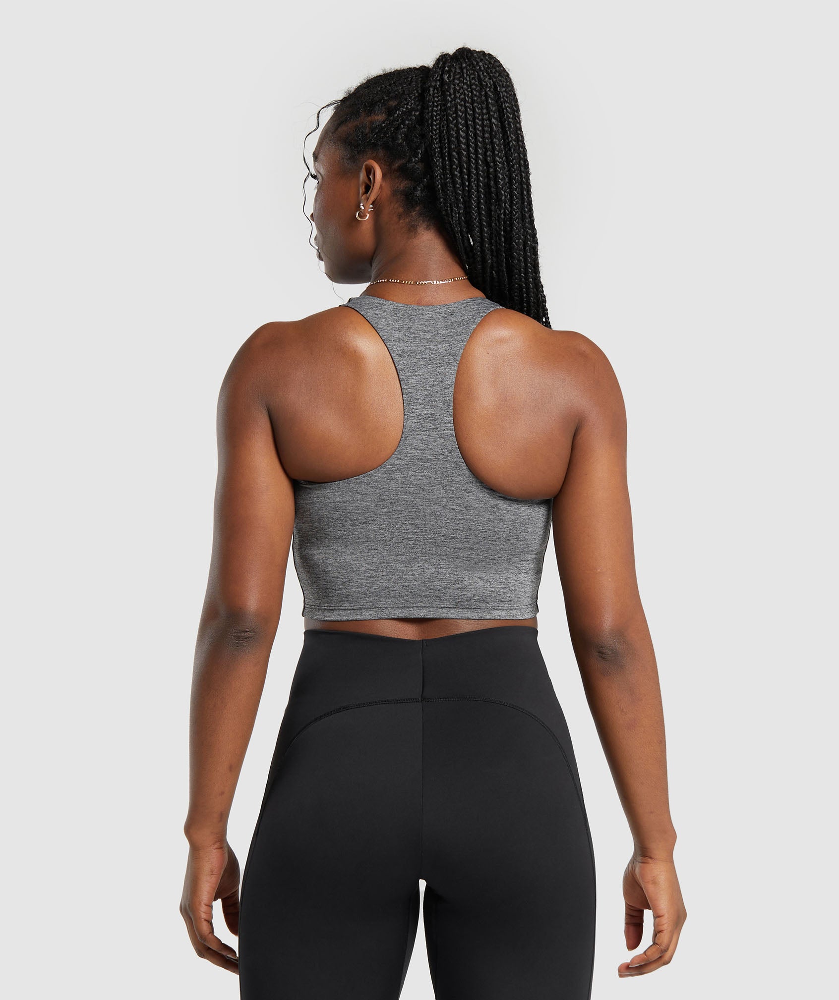 Marl Racer Shelf Crop Tank in Black/Undyed Marl - view 2