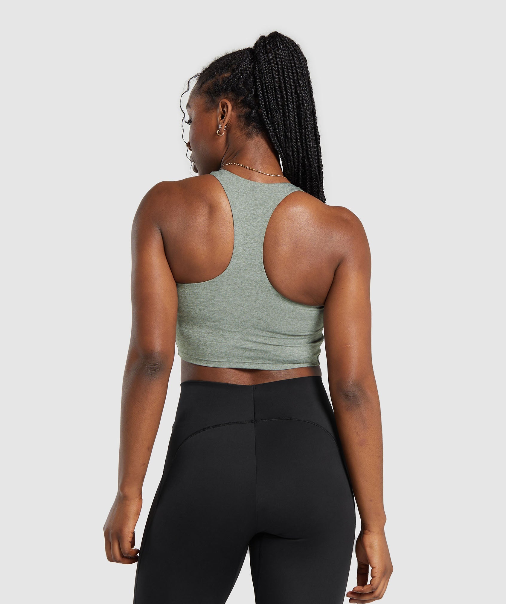 Marl Racer Shelf Crop Tank