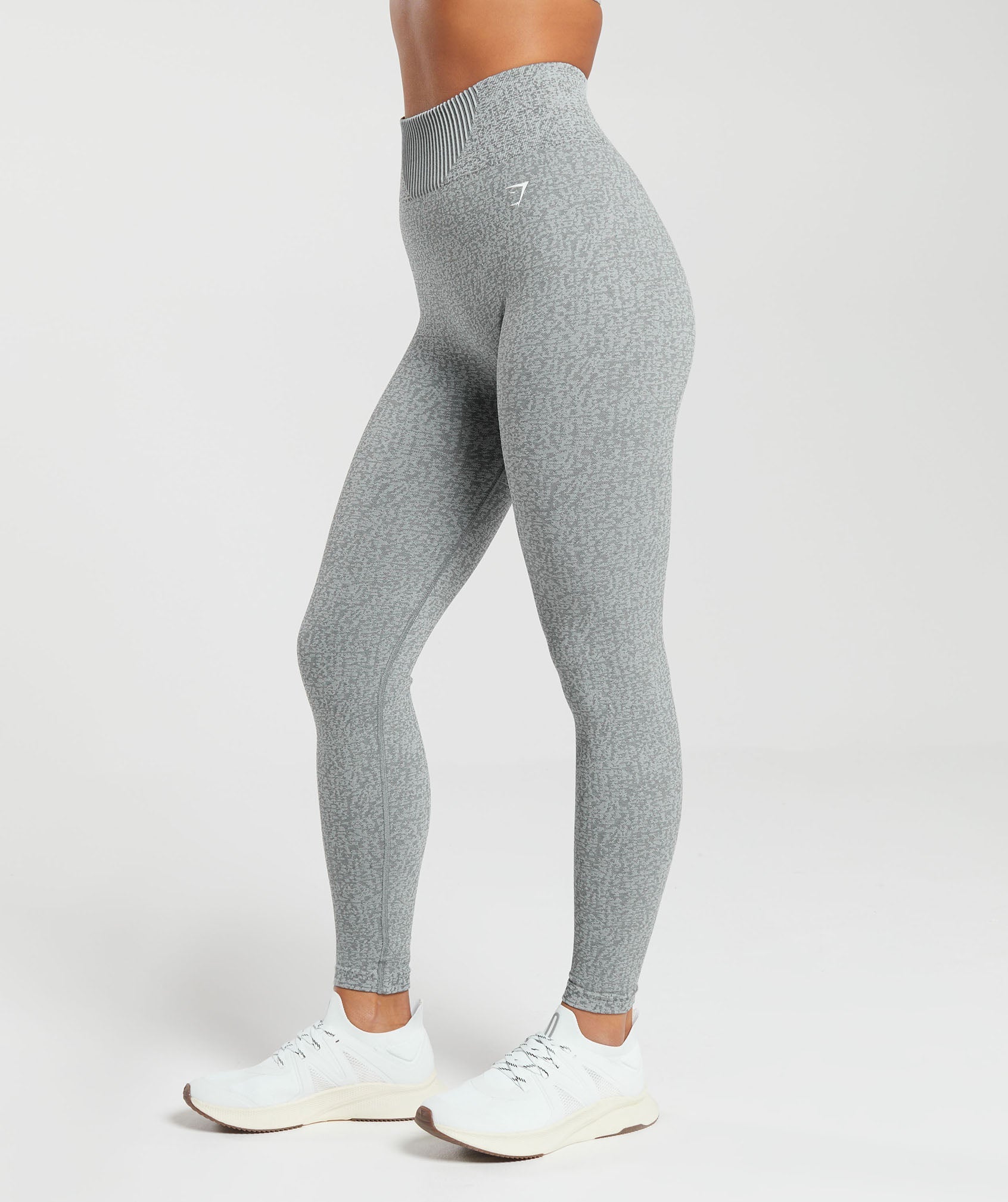 Gymshark High Rise Fit Moss Grey Womens Adapt Marl Seamless Leggings  GLLG4114 MS