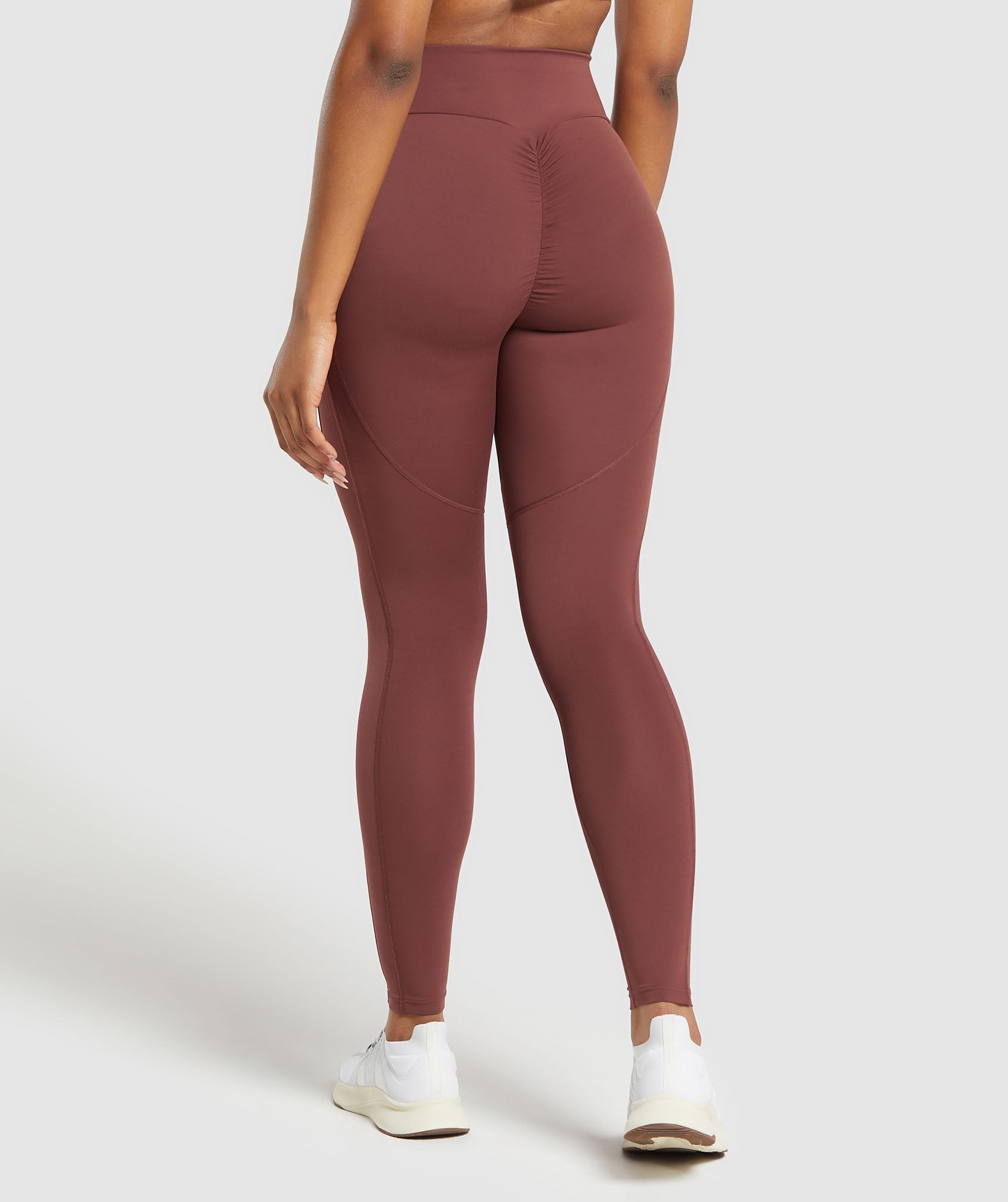 Mesh Placement Leggings in Burgundy Brown - view 3