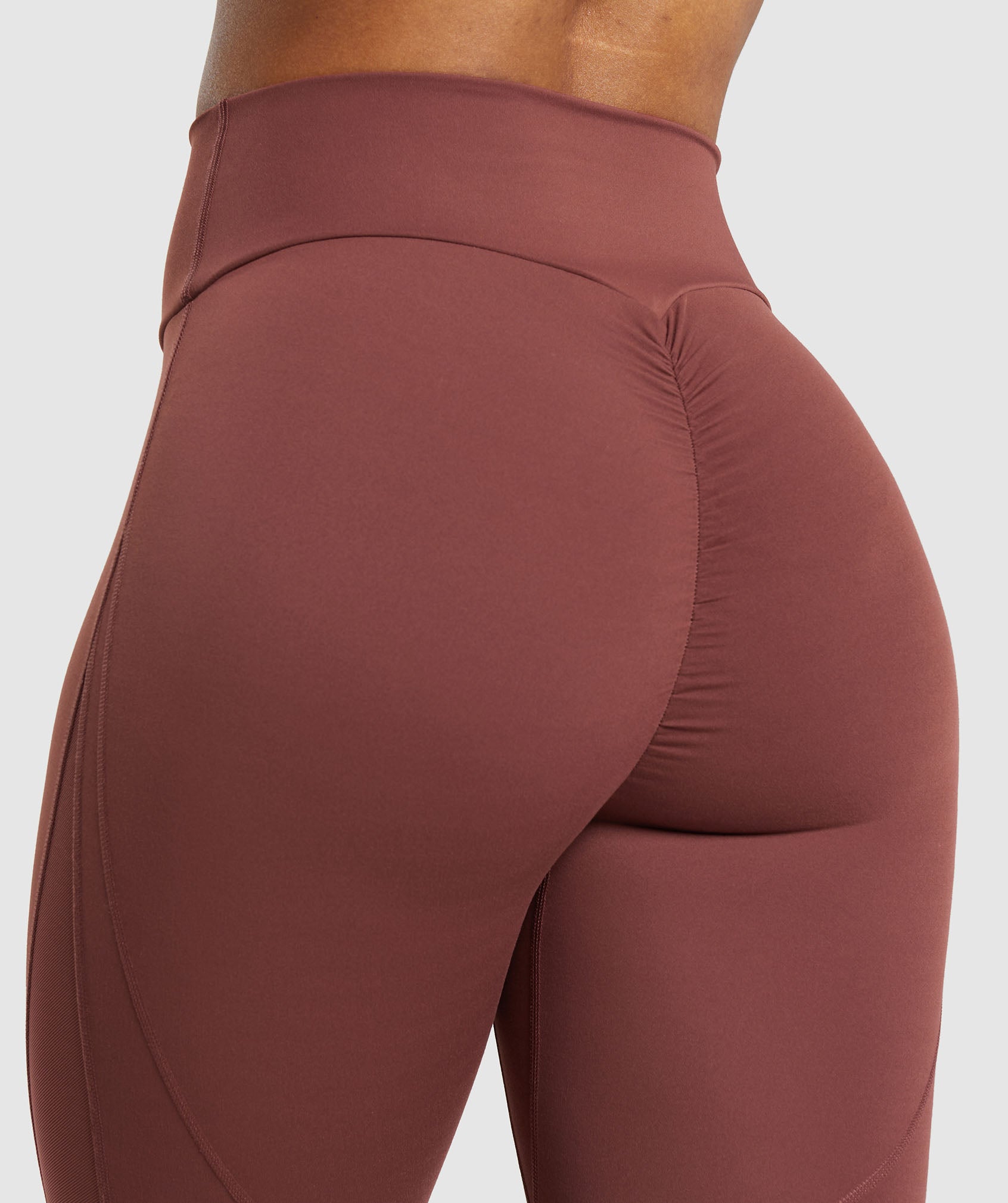 Mesh Placement Leggings in Burgundy Brown - view 5