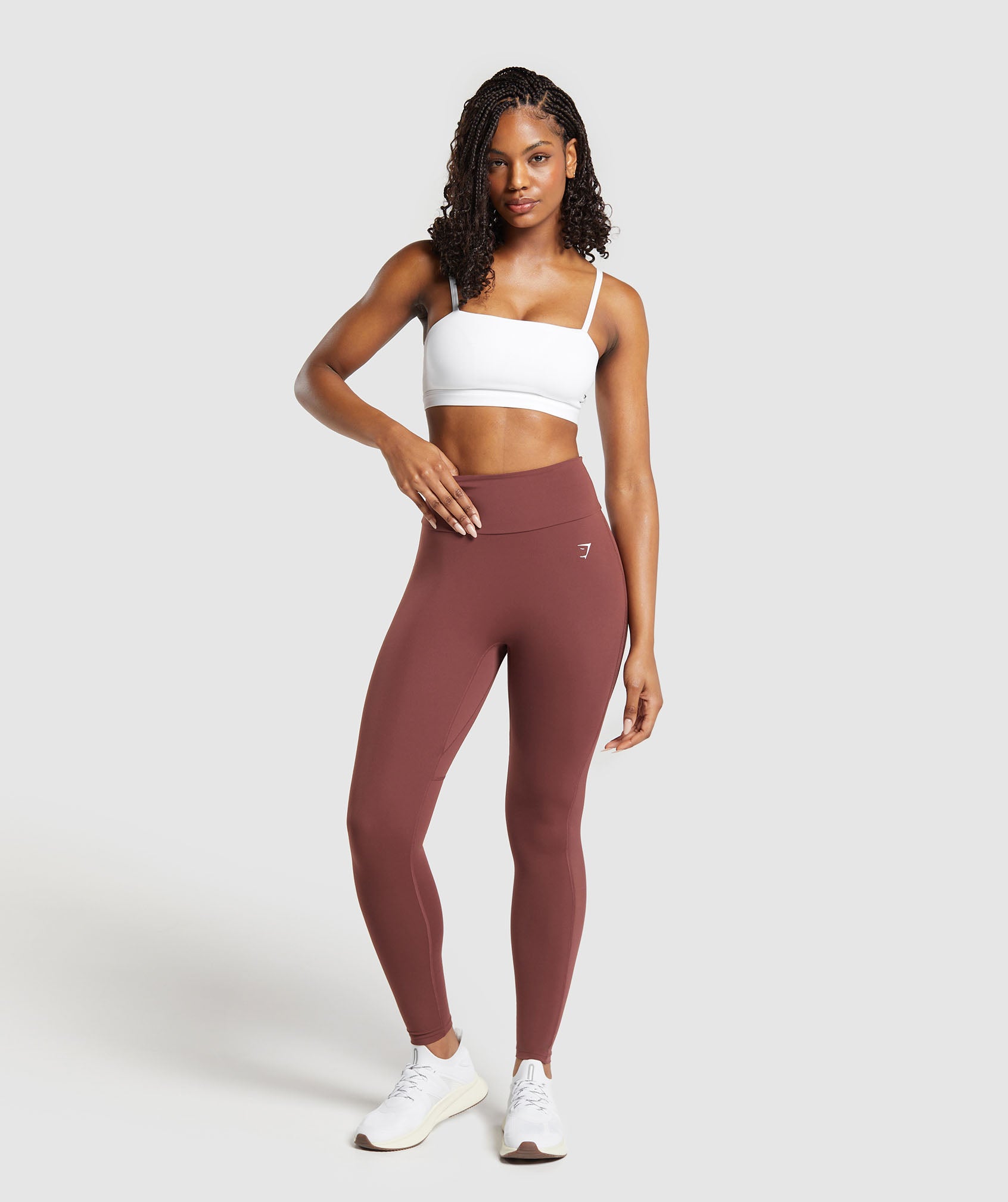 Mesh Placement Leggings in Burgundy Brown - view 4