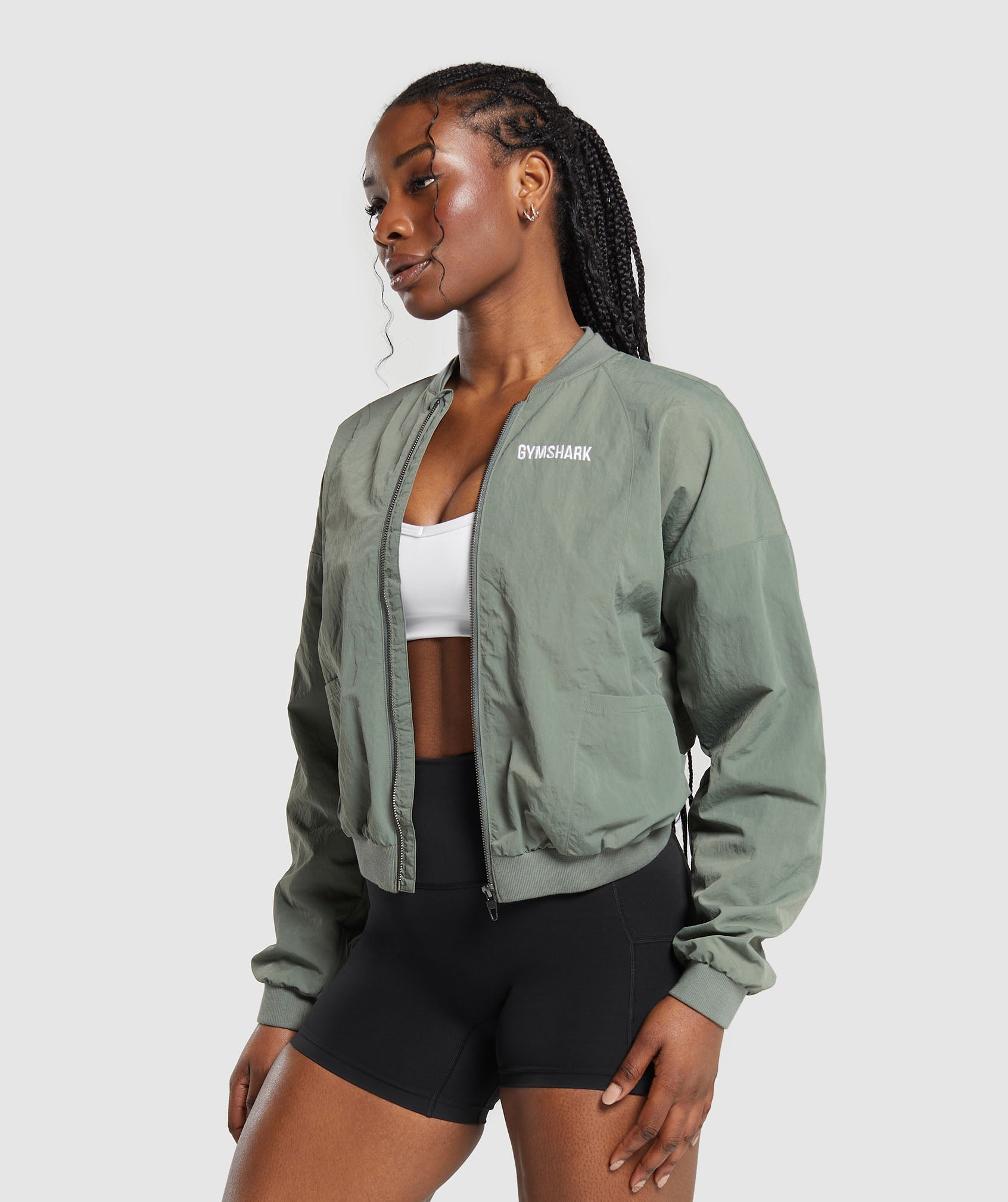 Midi Track Jacket in Unit Green - view 3