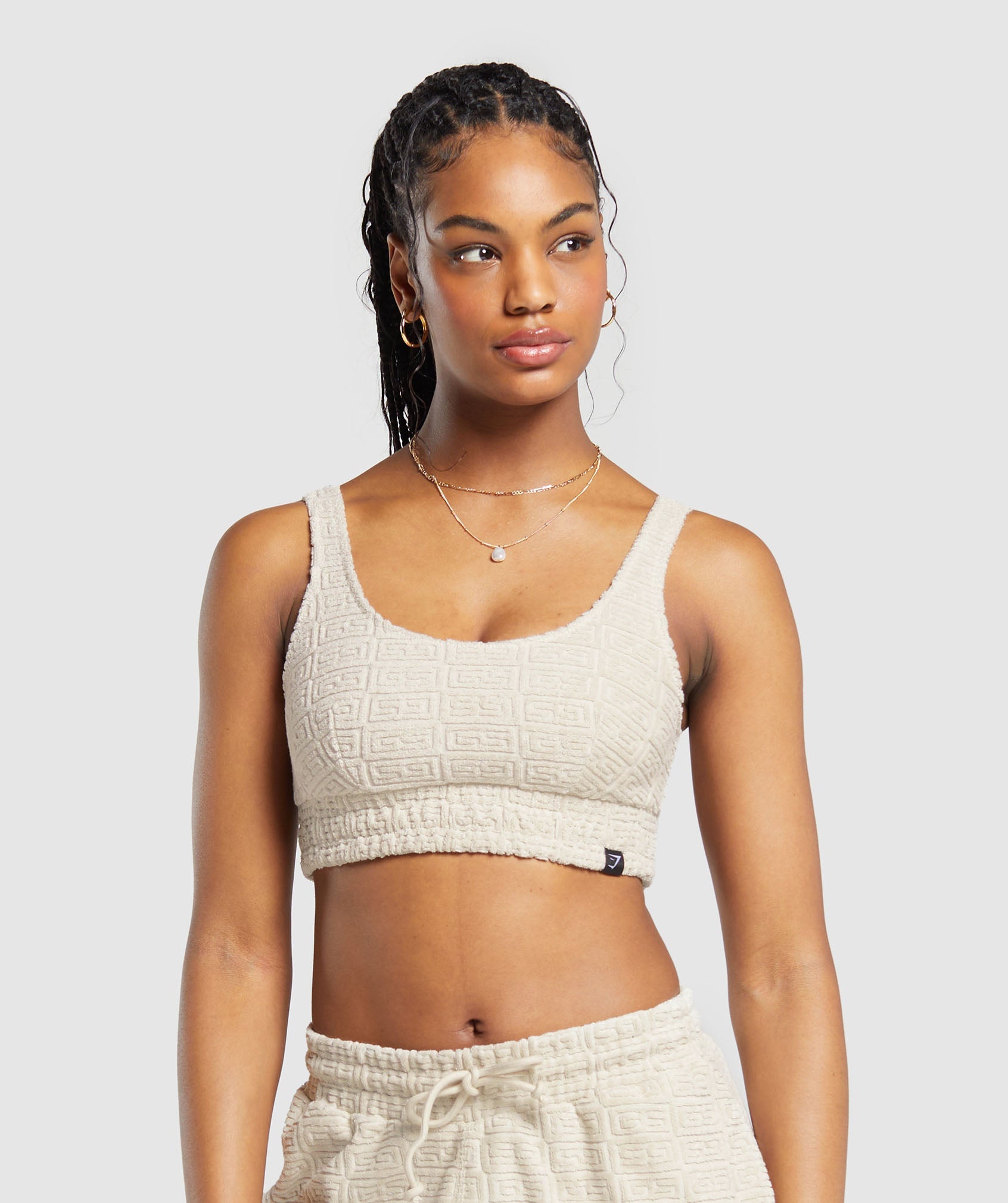 Monogram Towelling Bralette in Pebble Grey - view 1