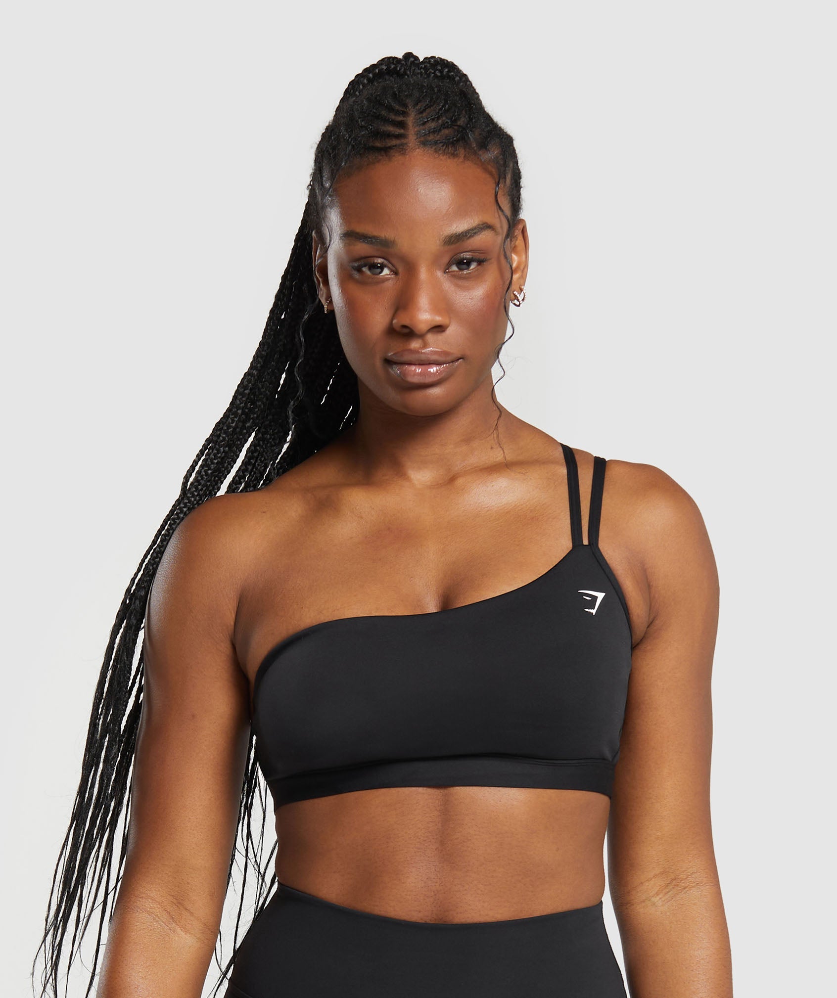 One Shoulder Sports Bra in Black - view 1