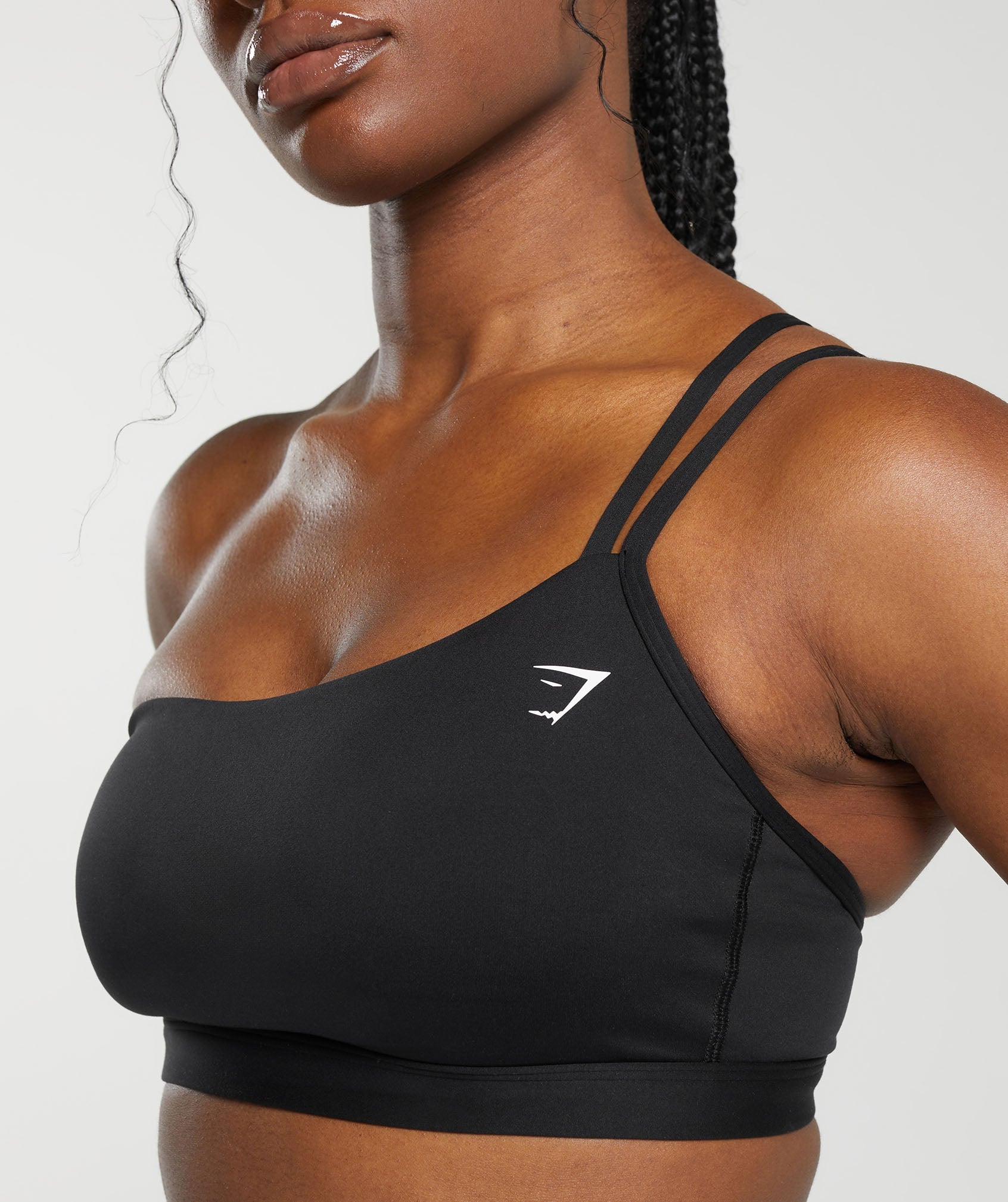 One Shoulder Sports Bra in Black - view 5