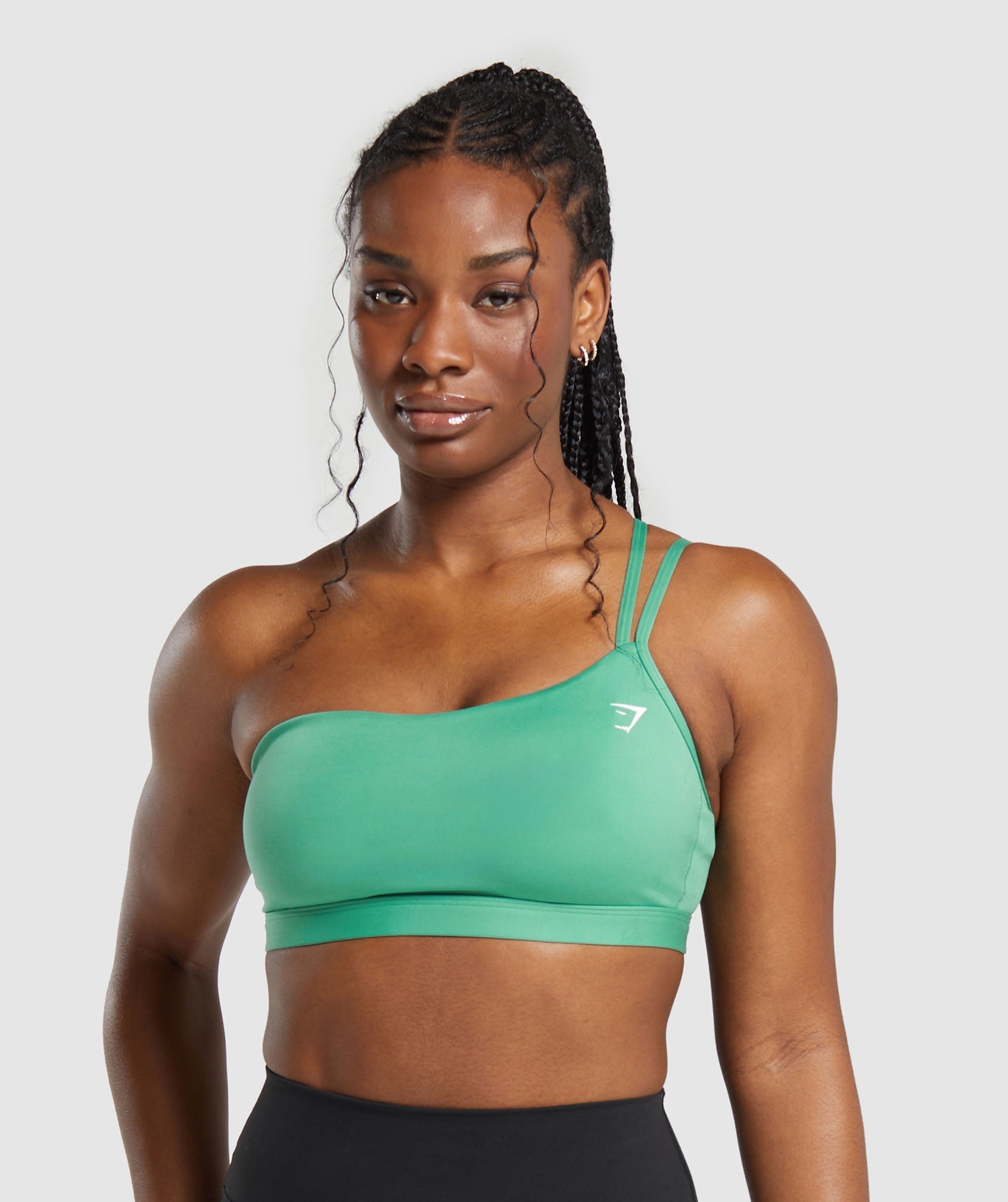 One Shoulder Sports Bra in Lagoon Green is out of stock