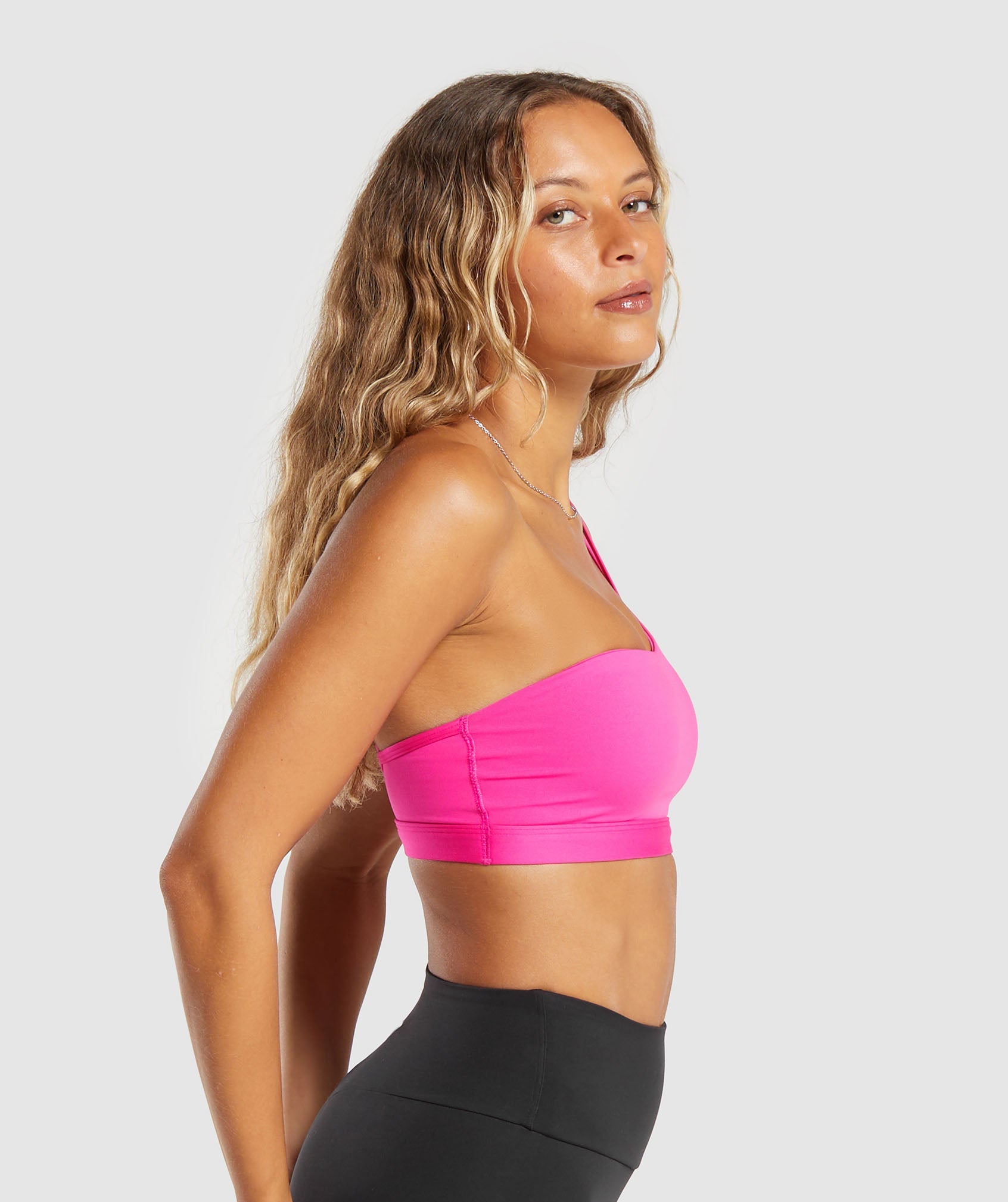 One Shoulder Sports Bra in Valley Pink - view 3