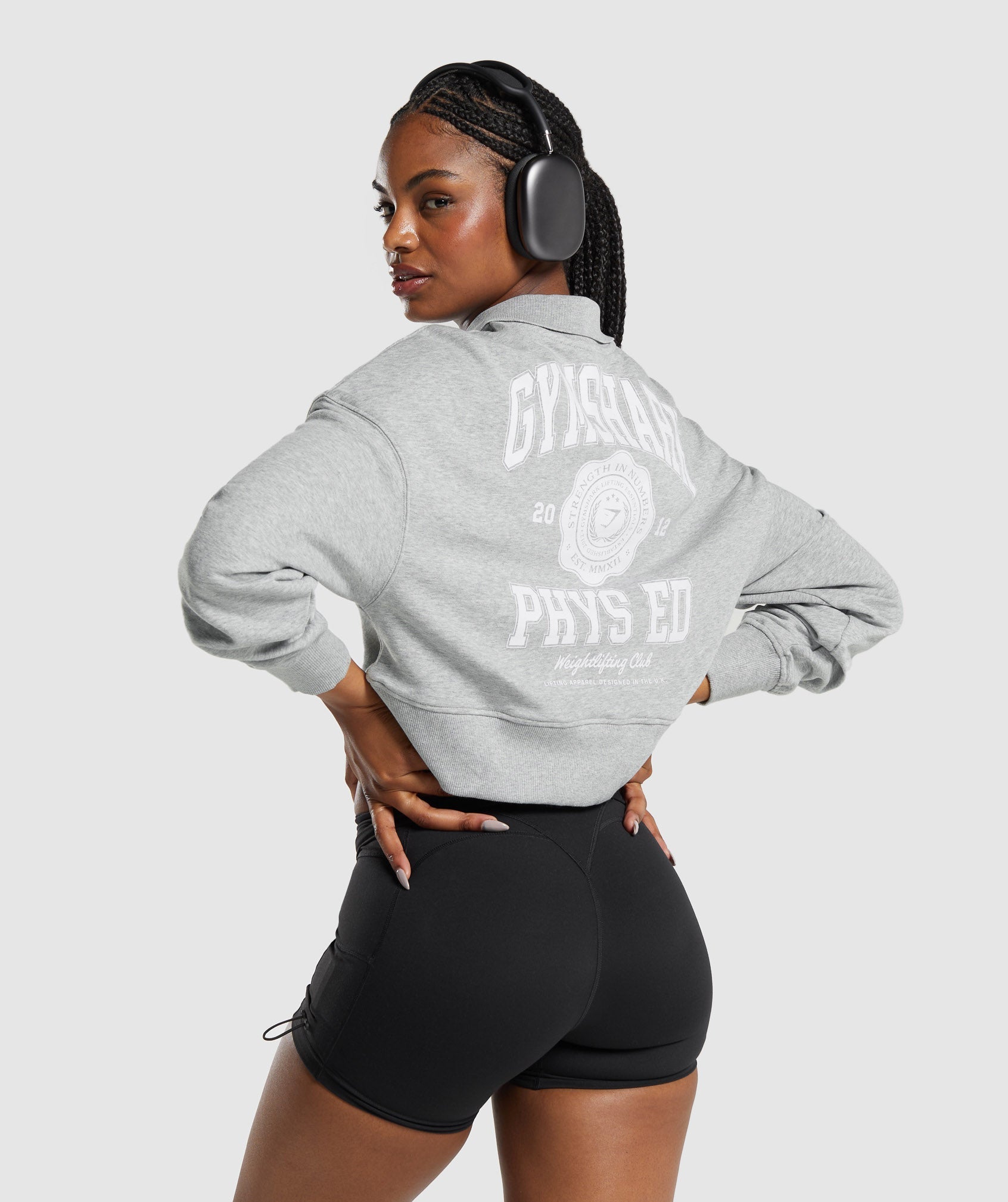 Phys Ed Graphic 1/4 Zip in Light Grey Core Marl - view 3