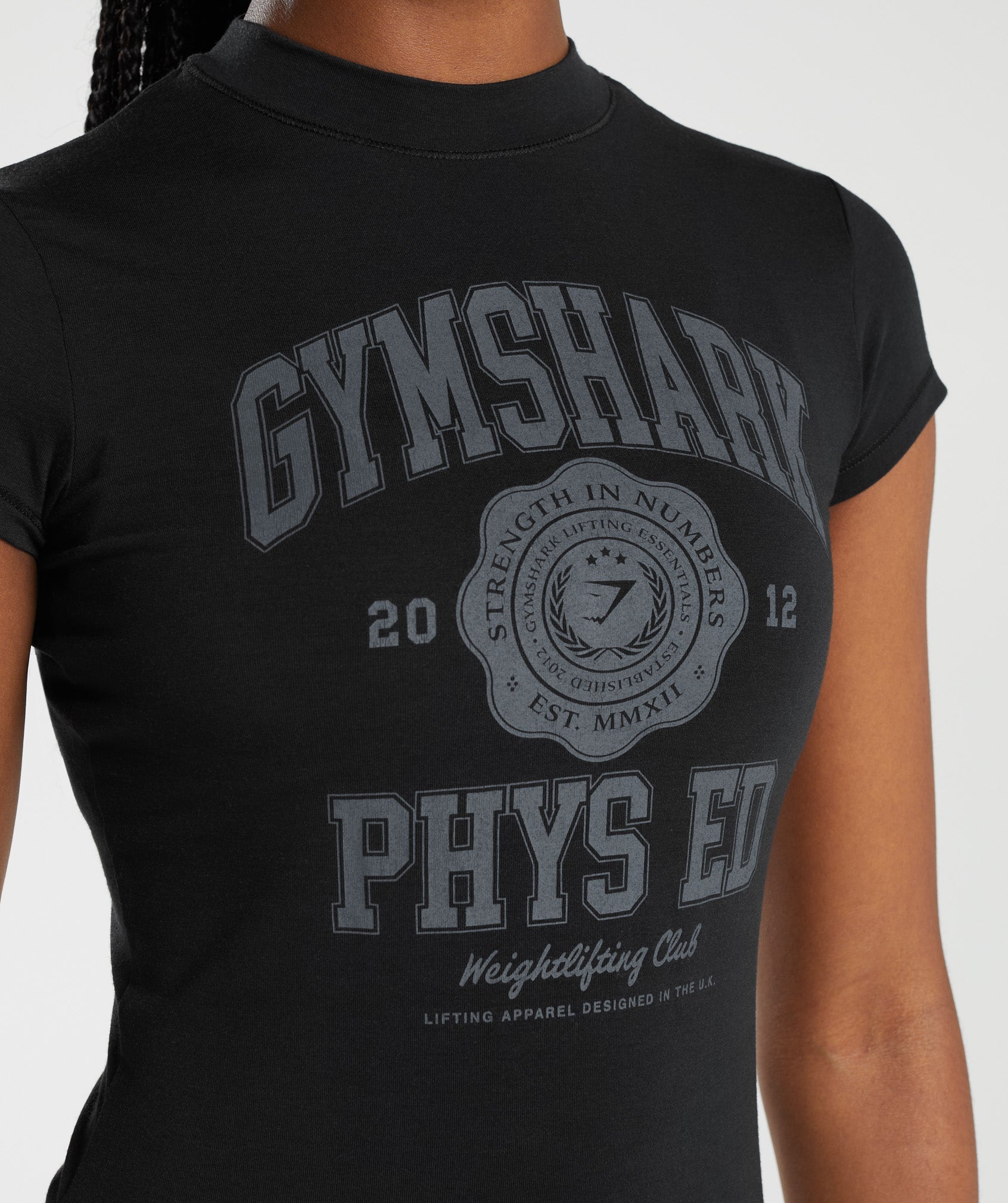 Phys Ed Graphic Body Fit T-Shirt in Black - view 5