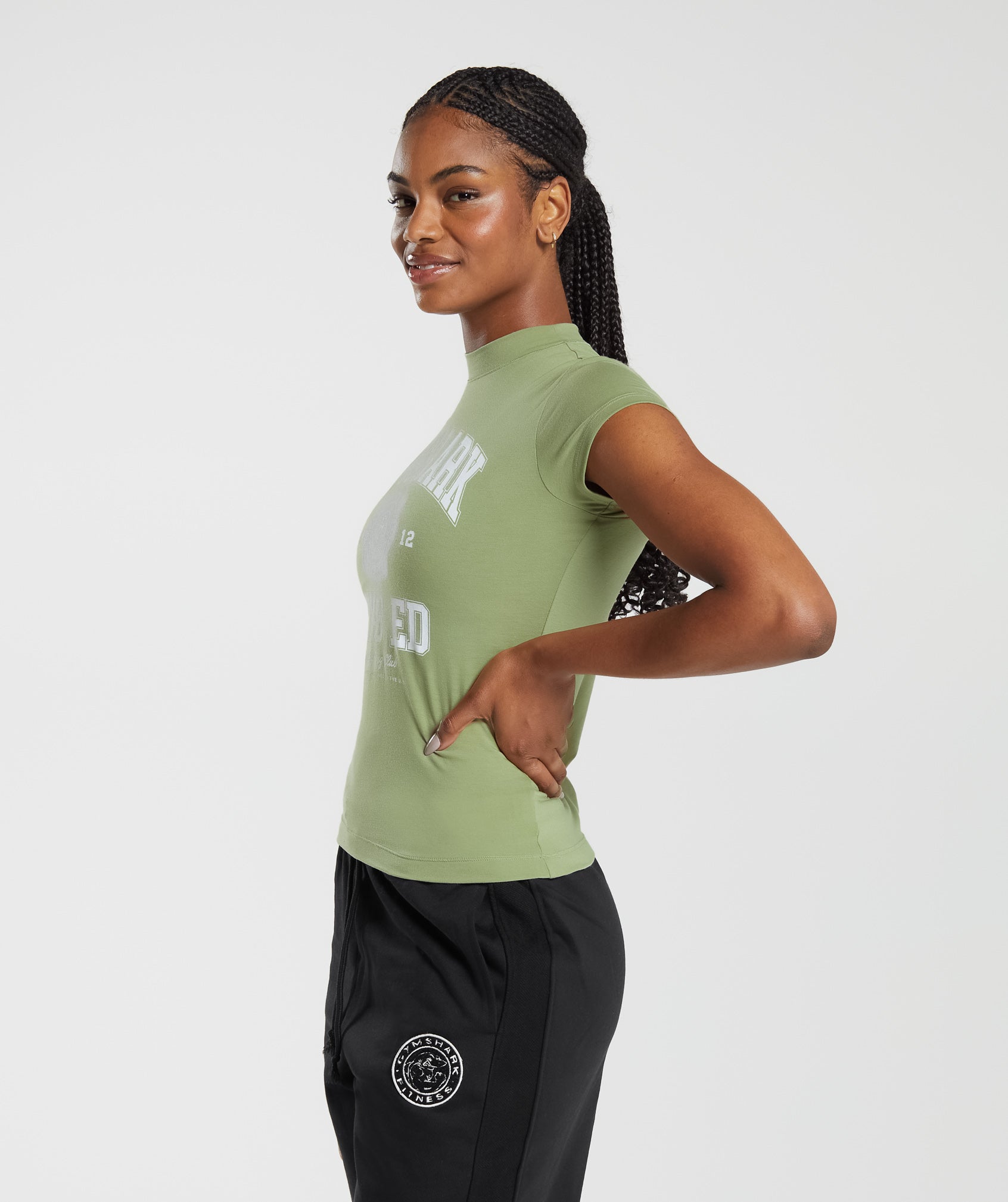 Phys Ed Graphic Body Fit T-Shirt in Light Sage Green - view 3