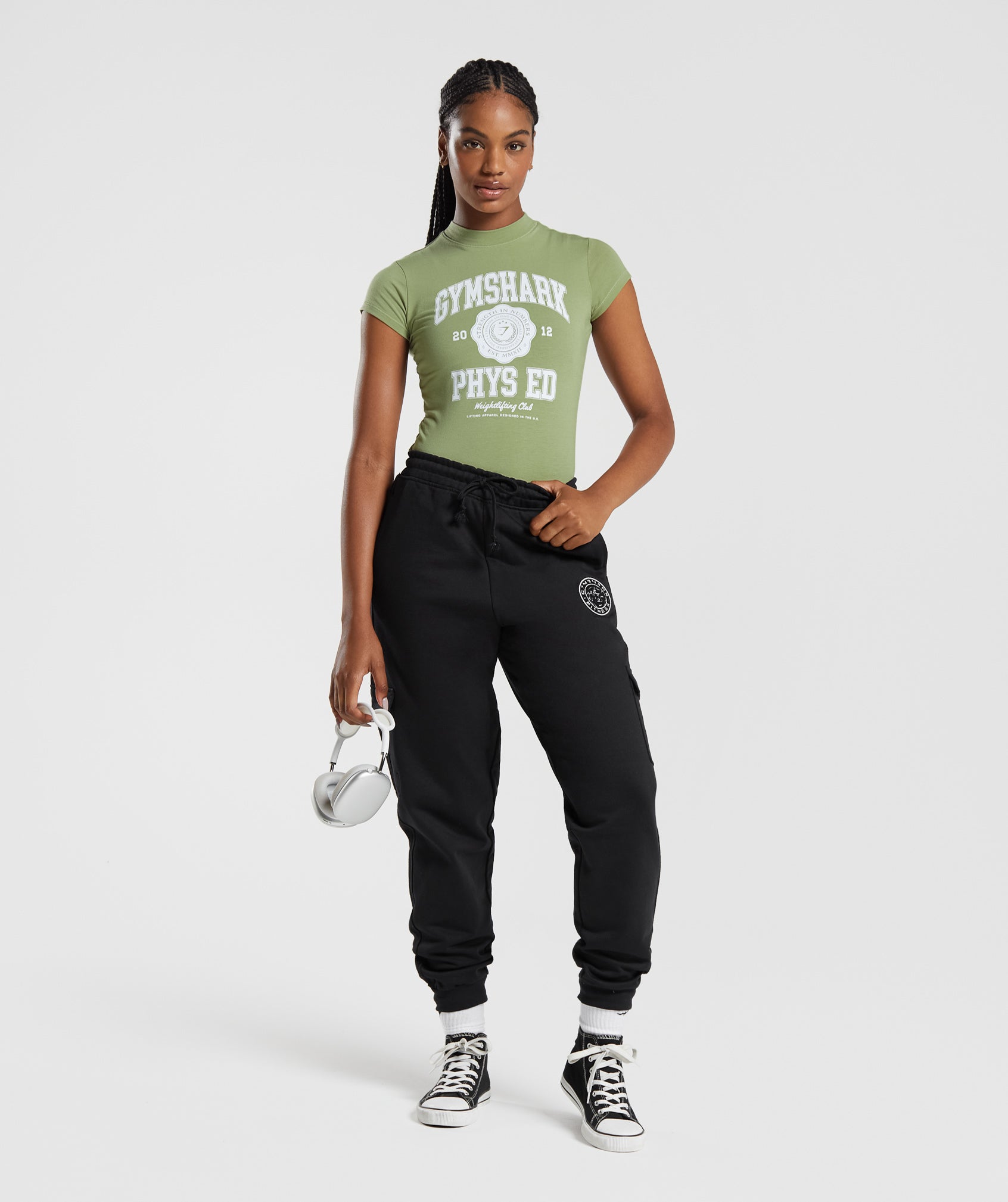 Phys Ed Graphic Body Fit T-Shirt in Light Sage Green - view 2