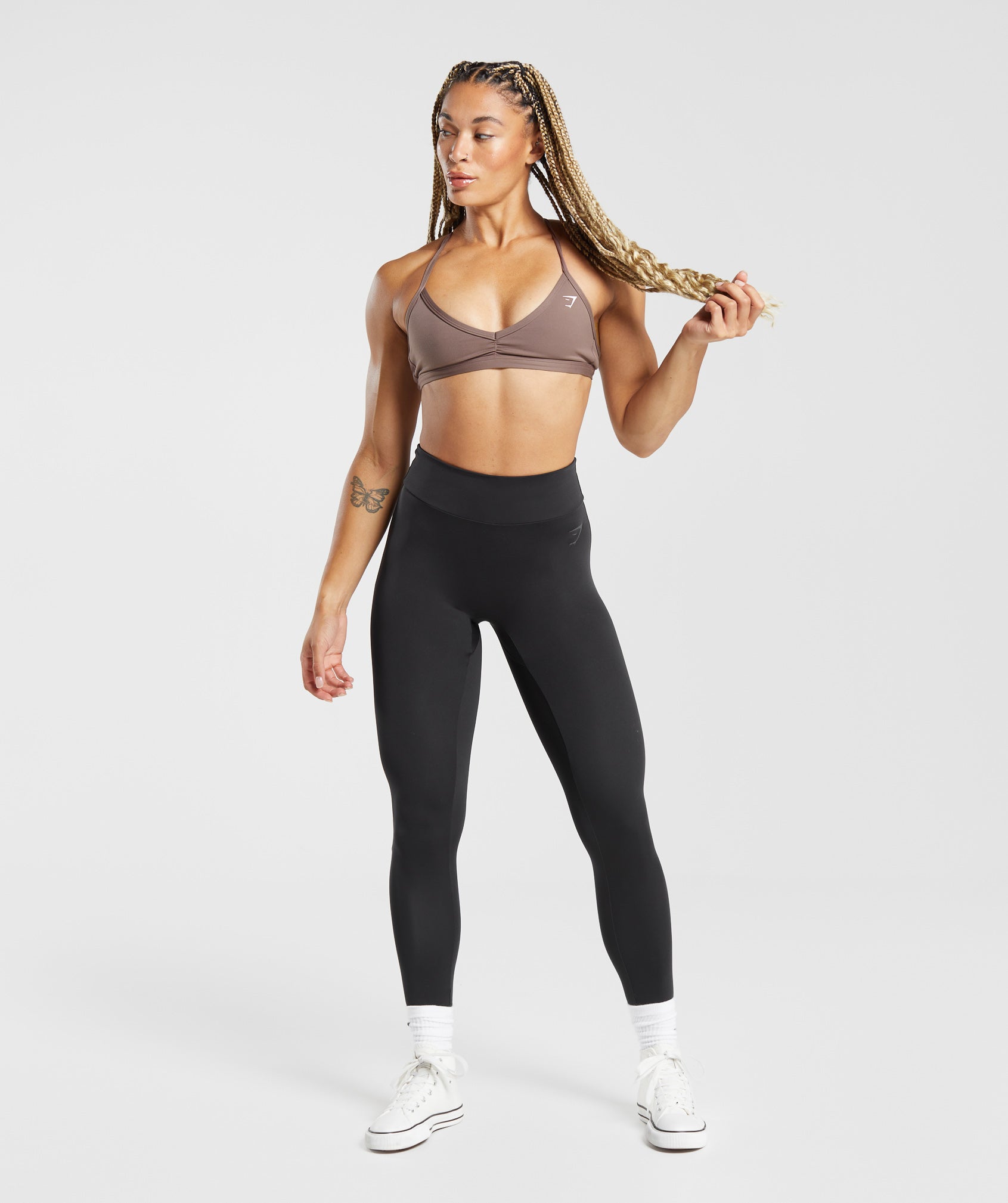GYMSHARK Flex XS Women Sport Leggings Black Stretch Waistband Logo