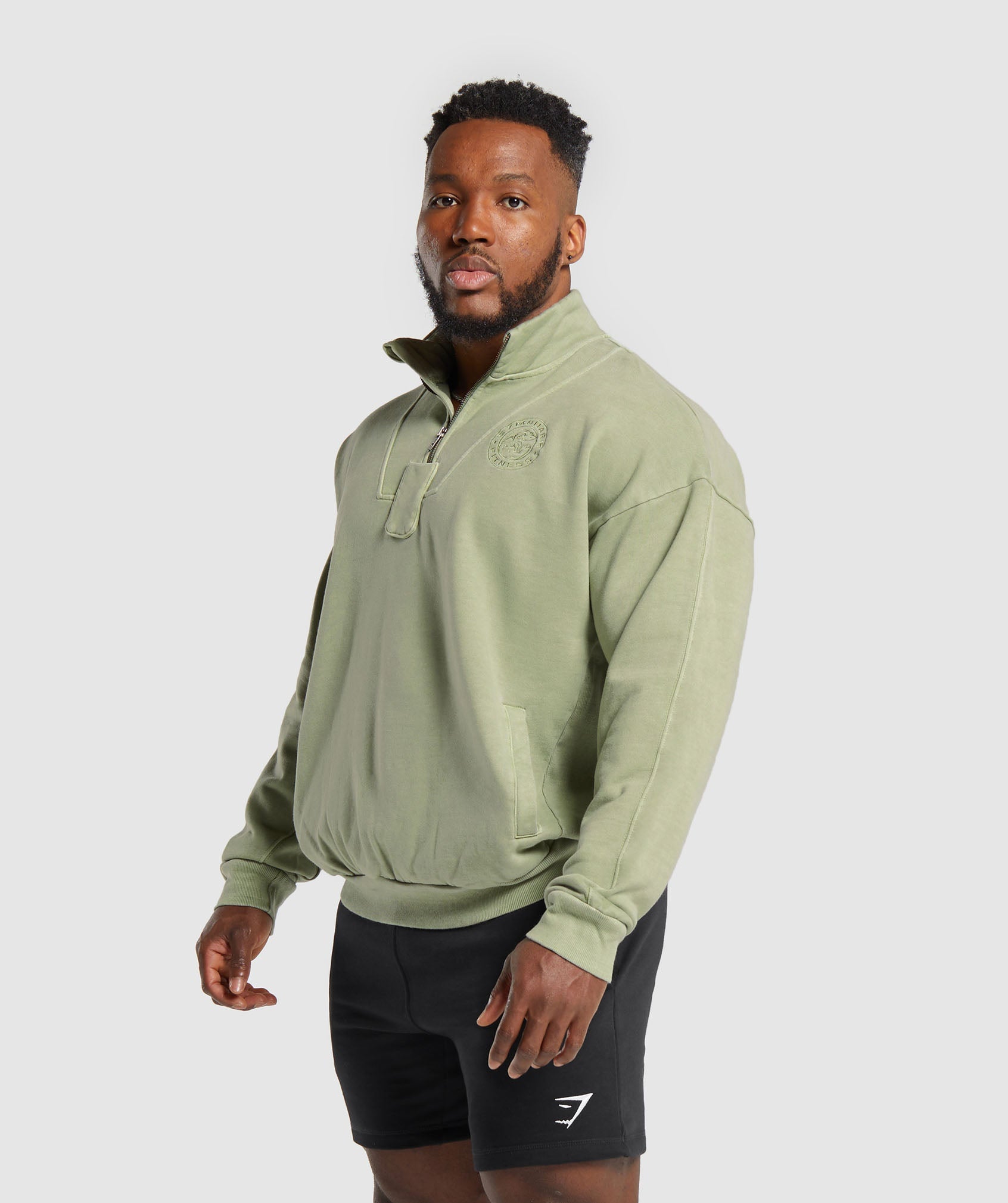 Premium Legacy 1/4 Zip in Natural Sage Green - view 3