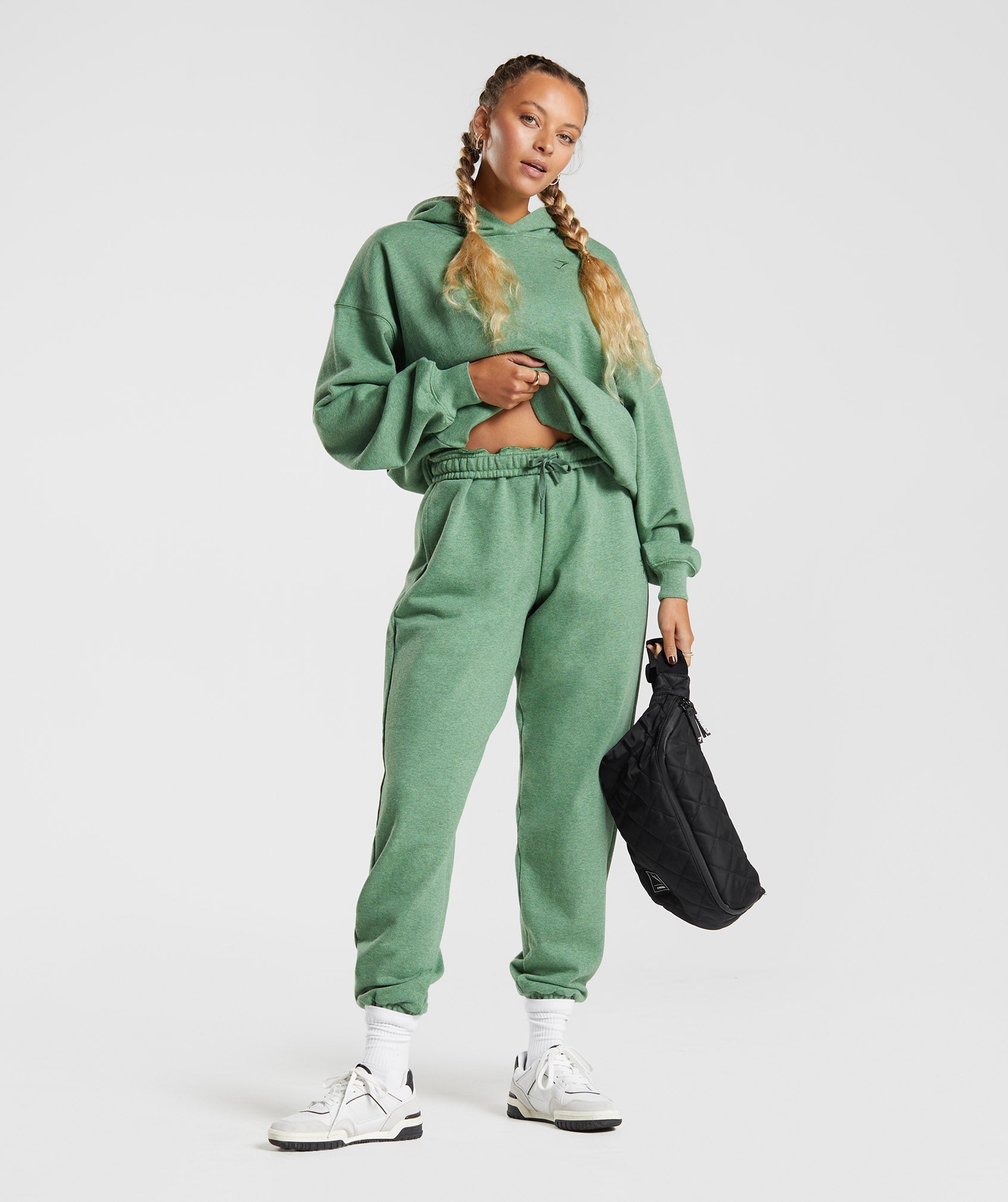 Rest Day Sweats Hoodie in Crocodile Green Marl - view 4