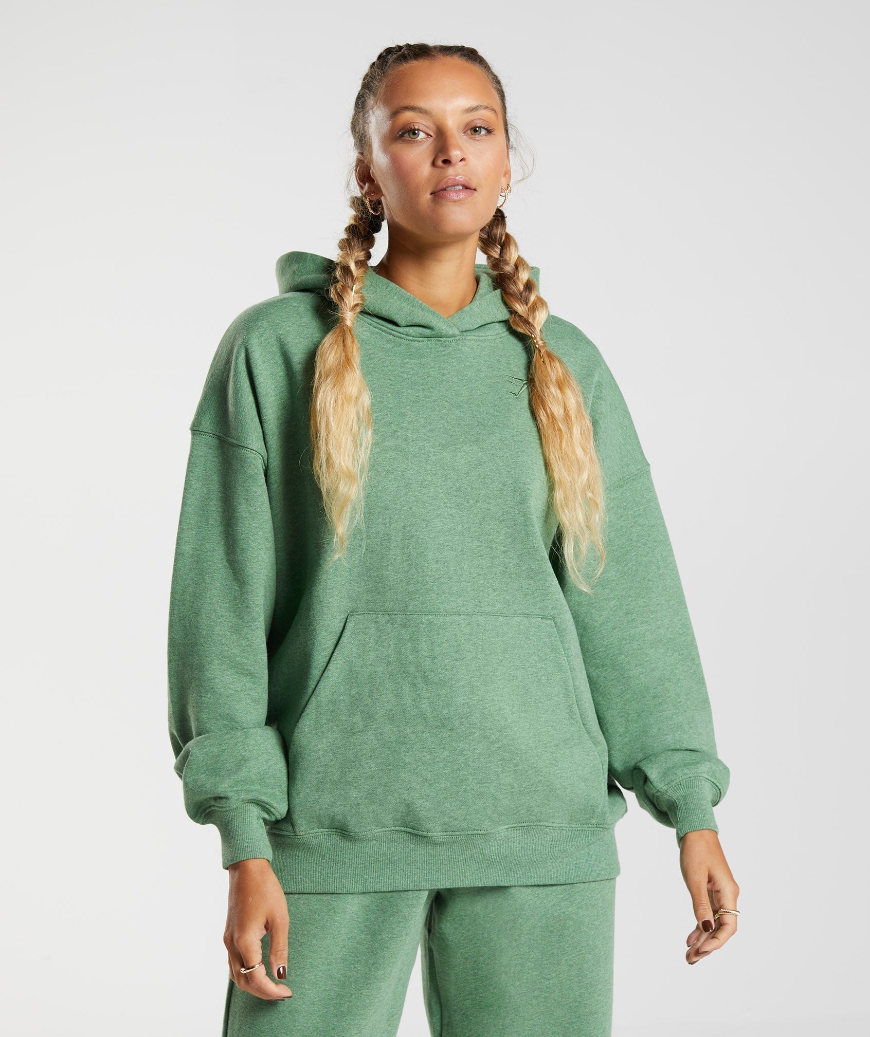 Gymshark Rest Day Sweats Hoodie - Crocodile Green Marl