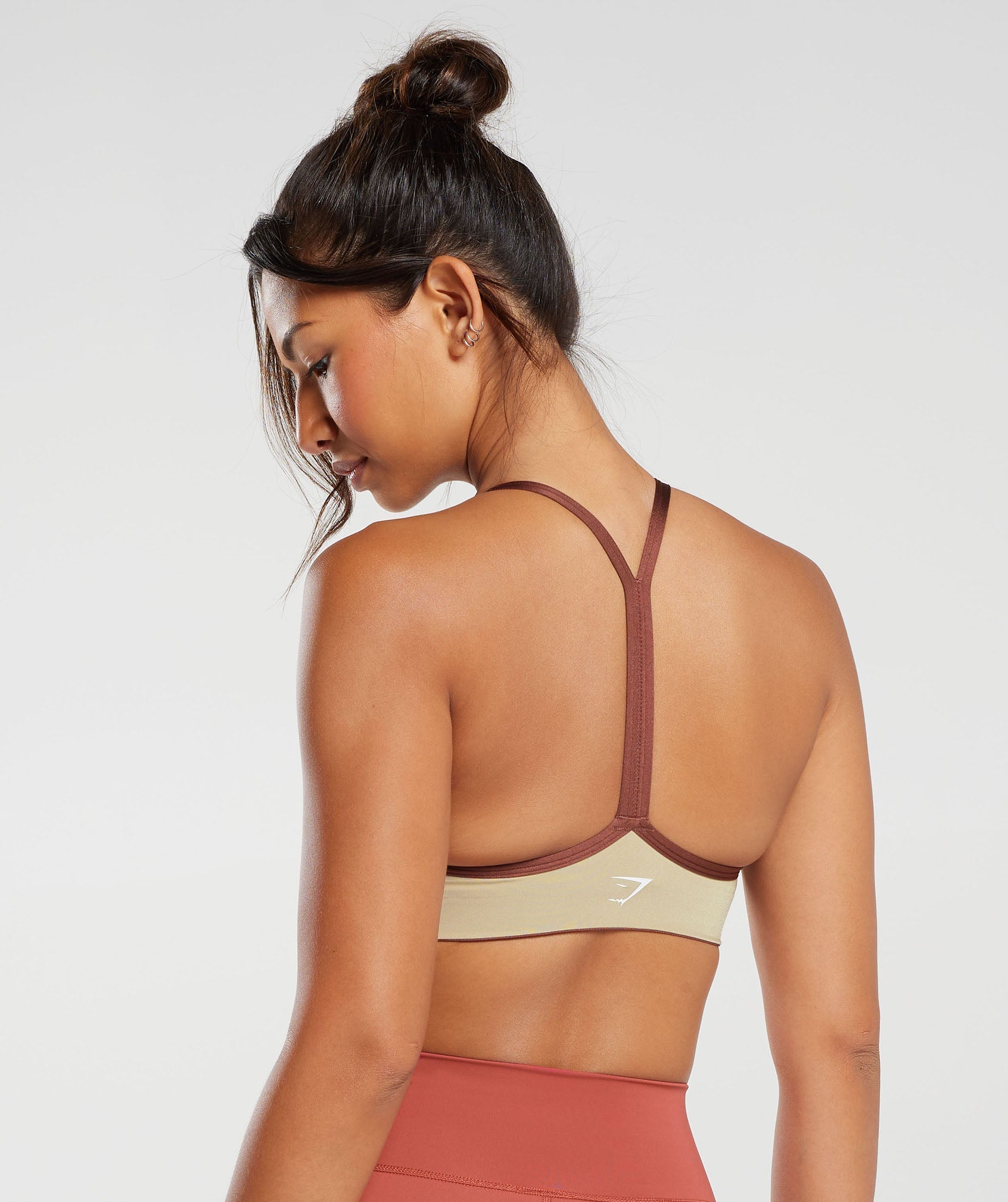 Retro Club Sports Bra in Desert Beige/Rust Brown - view 2