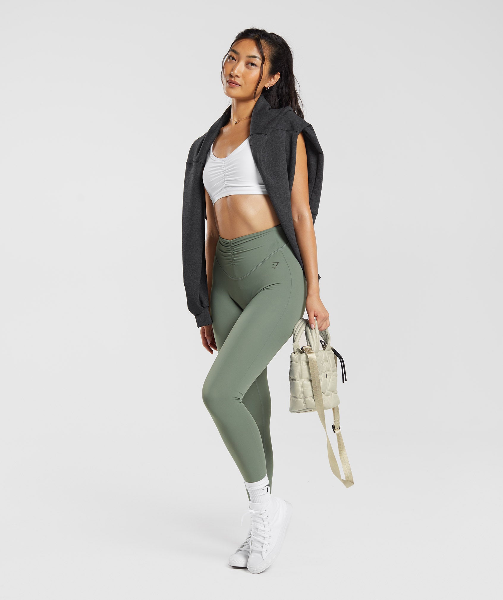 Ruched Leggings in Dusk Green - view 4