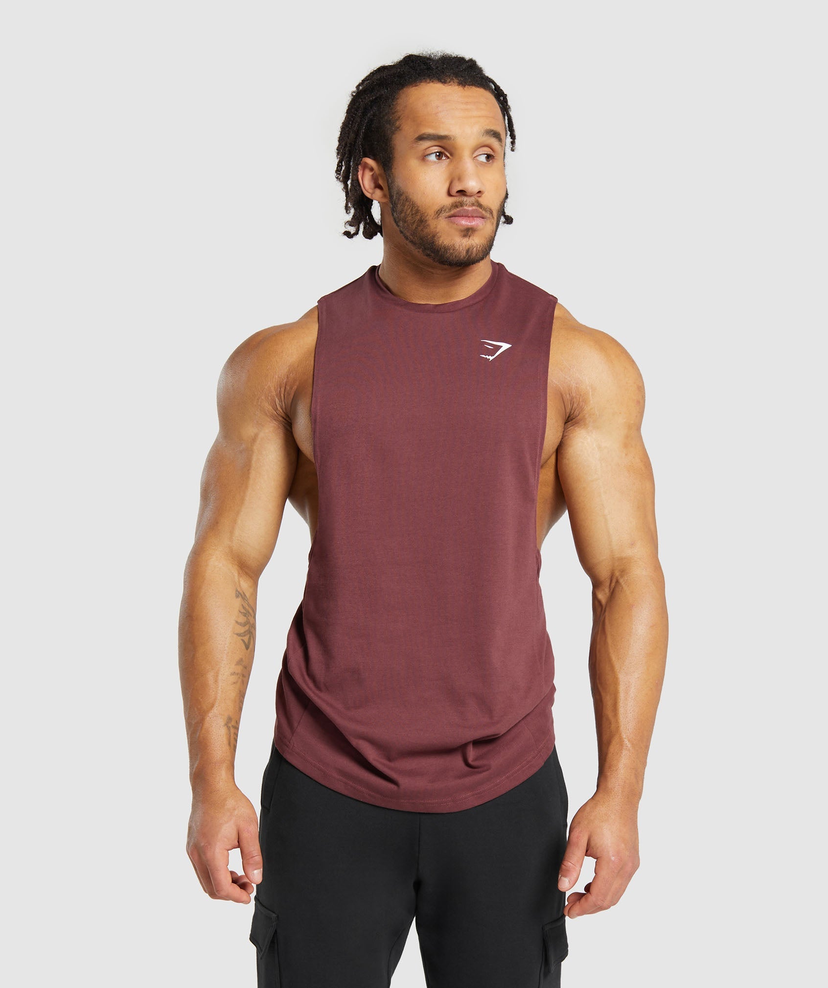 React Drop Arm Tank in Burgundy Brown is out of stock