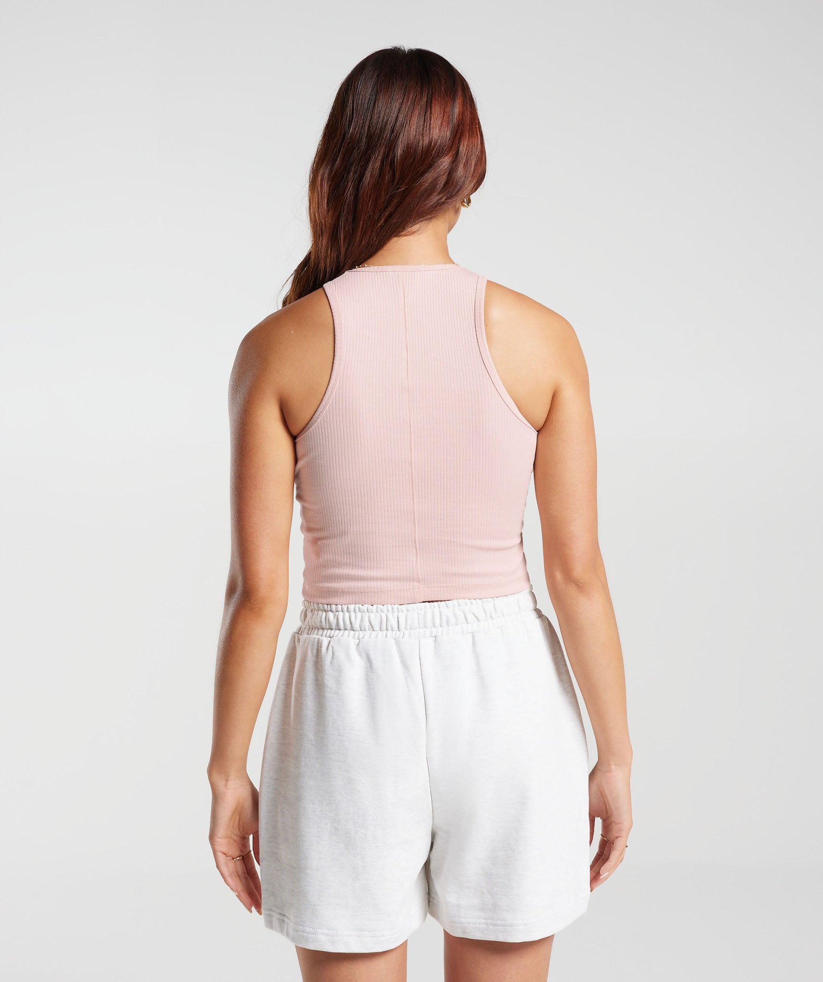 Cotton Rib Midi Tank in Misty Pink