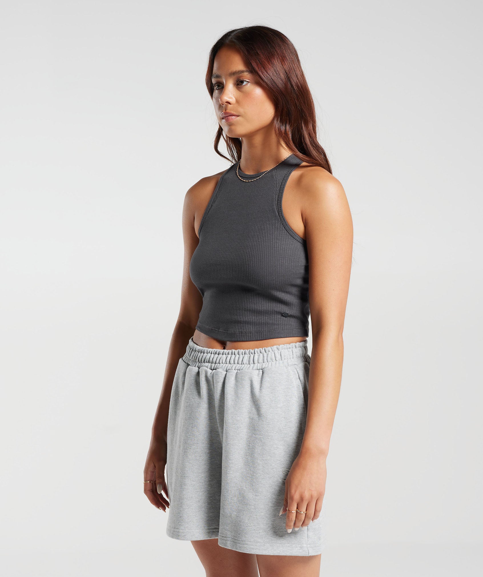 Cotton Rib Midi Tank in Onyx Grey - view 5