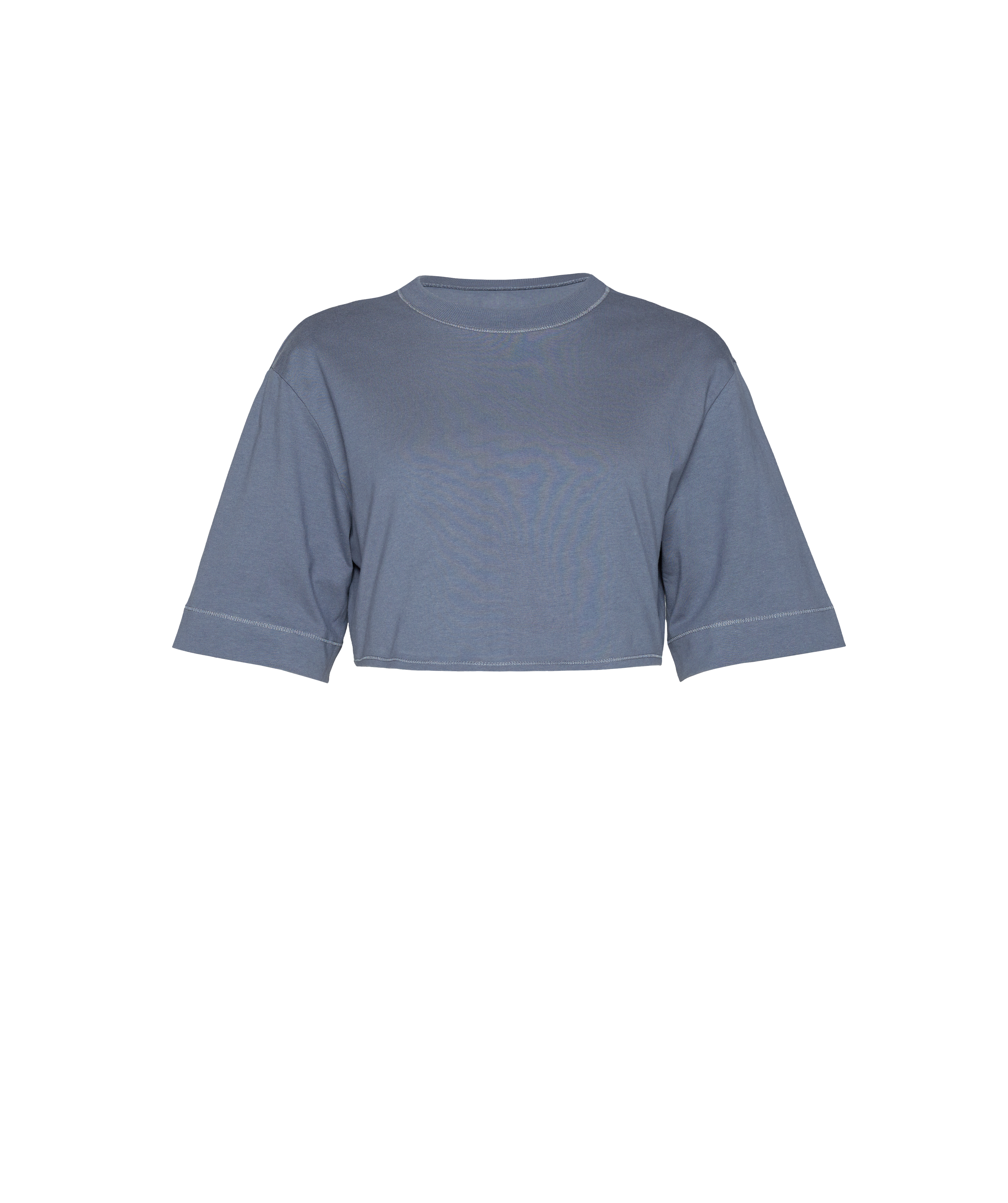 Cotton Boxy Crop Top in Evening Blue - view 4
