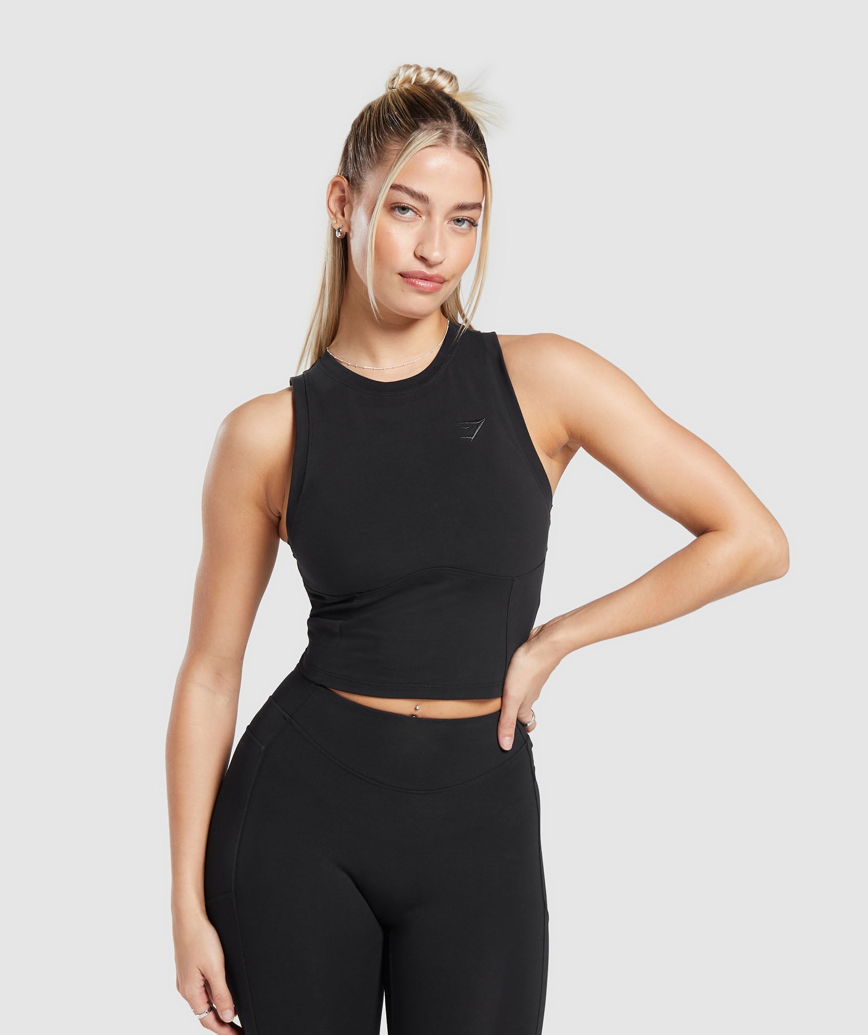Rest Day Cotton Contour Tank in Black - view 1