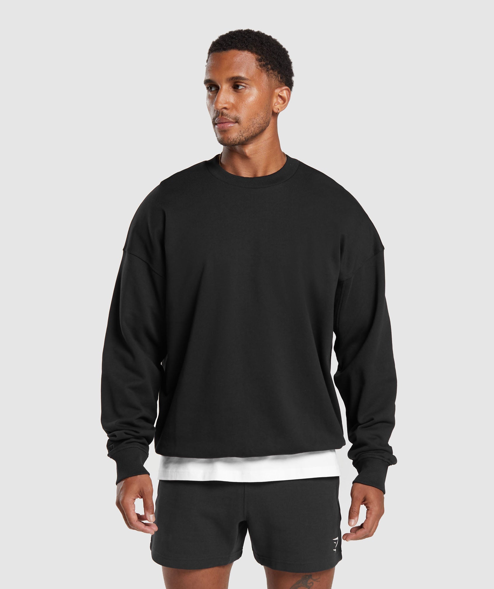 Men's Essential Logo Crew Sweatshirt in Track Burgundy Marl