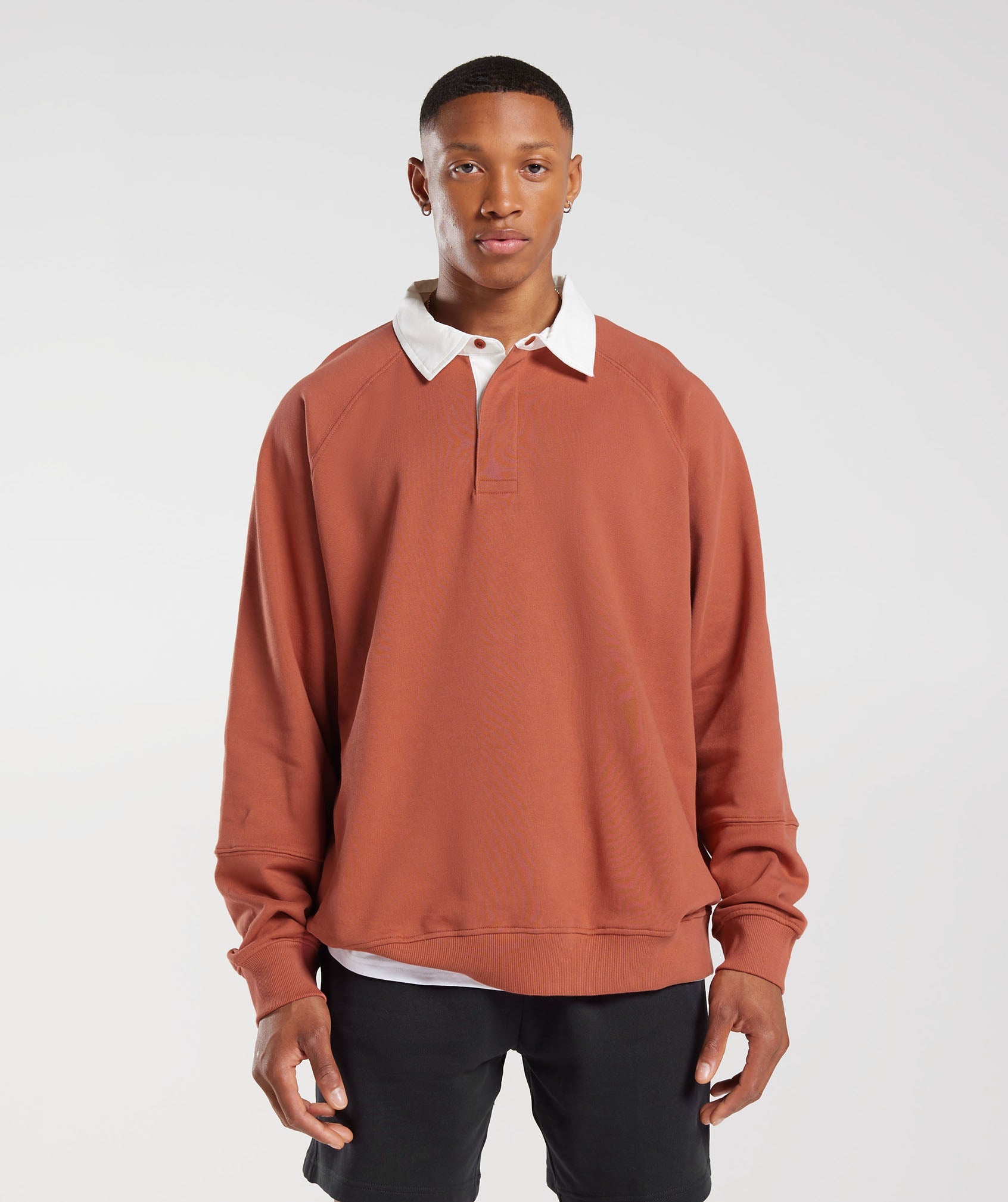 Rest Day Essentials Sweat Polo in Persimmon Red - view 1