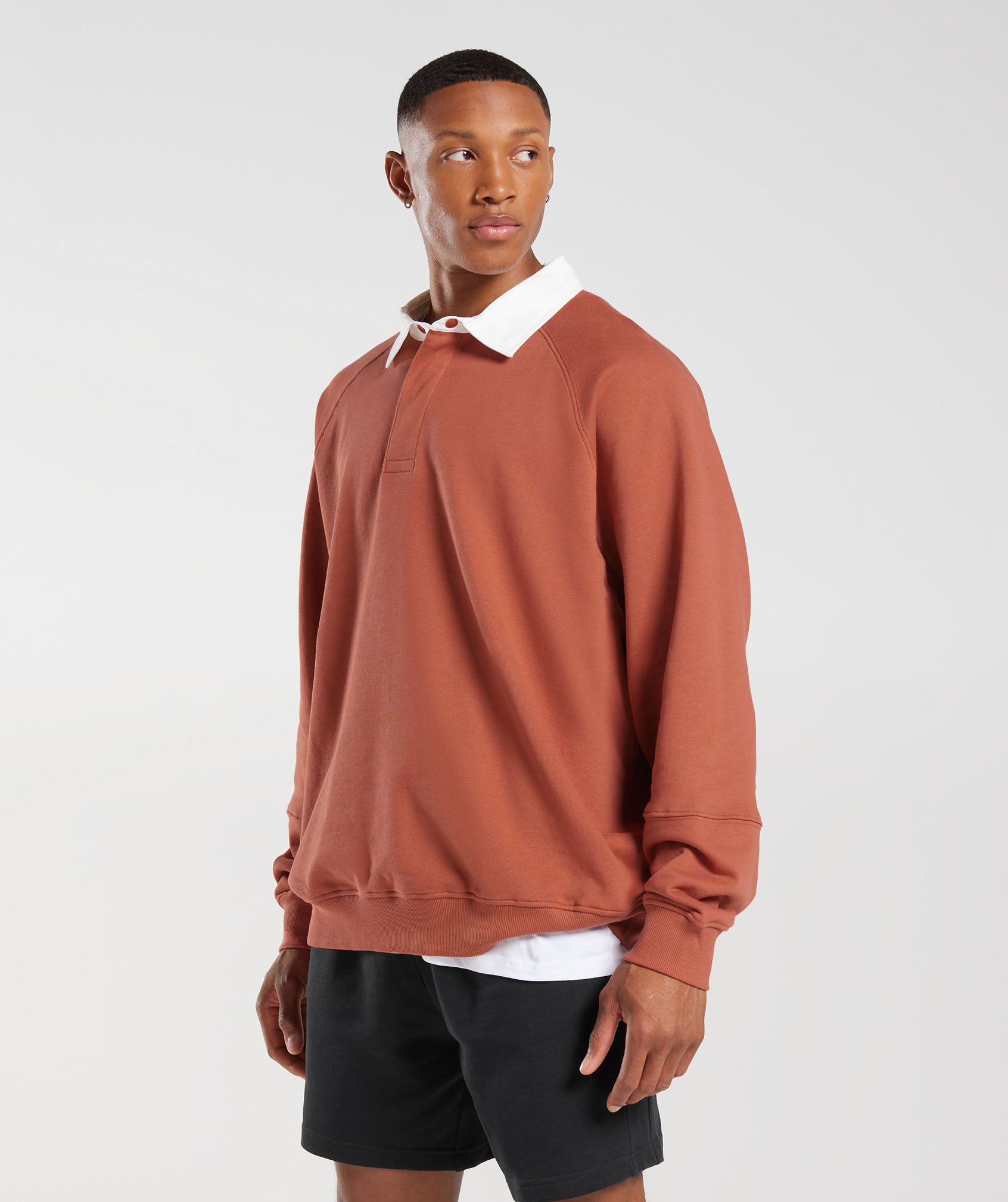 Rest Day Essentials Sweat Polo in Persimmon Red - view 3