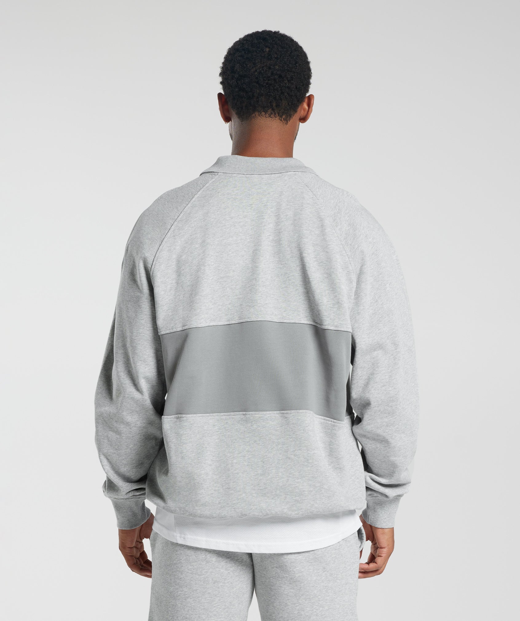 Rest Day Essentials Sweatshirt Polo in Light Grey Core Marl/Smokey Grey - view 2
