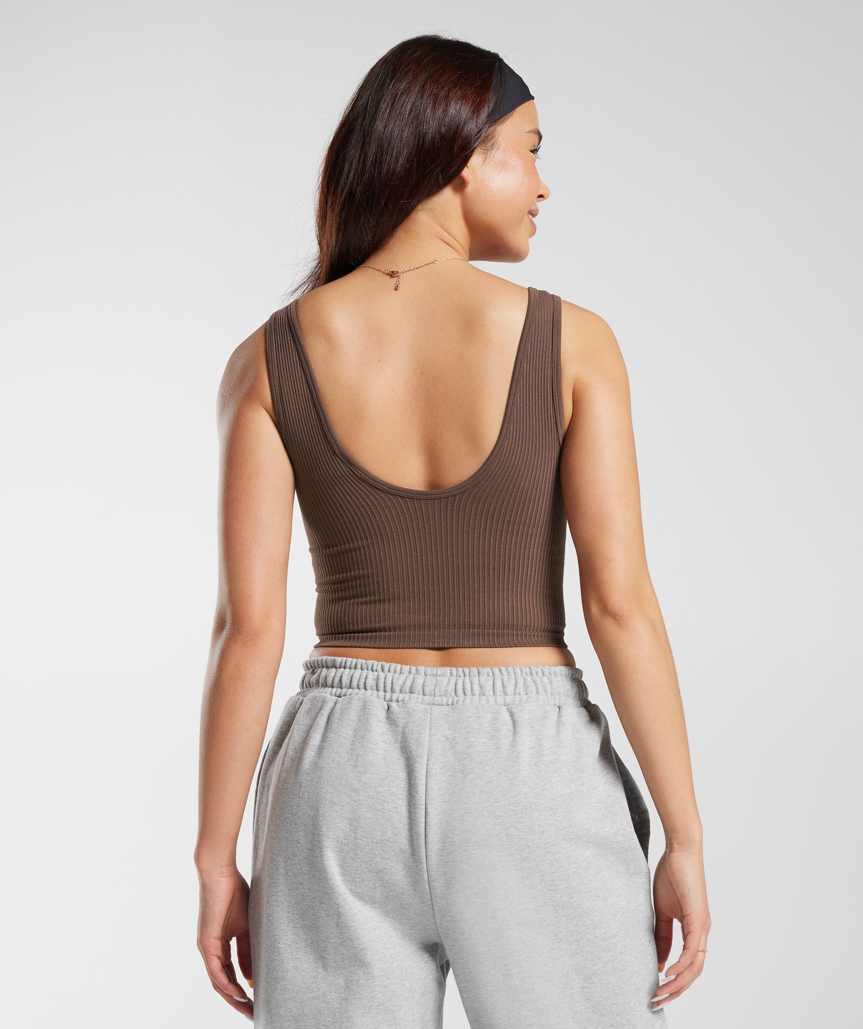 Women S Gymshark Energy Seamless Crop Tank Top Bra Rose Taupe Brown  Cut-Outs