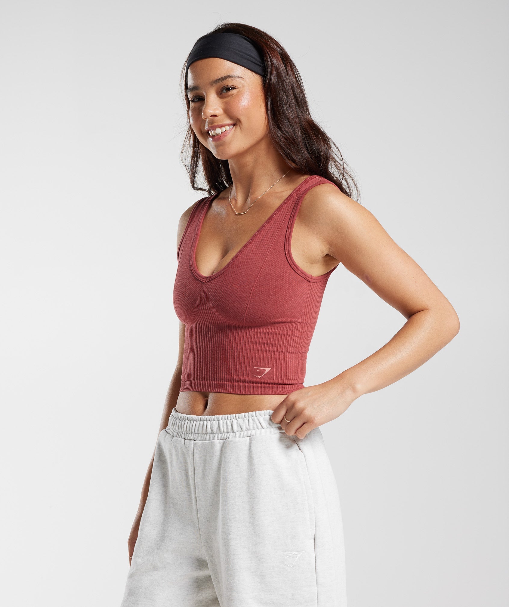 Rest Day Seamless Midi Tank in Pomegranate Red - view 3