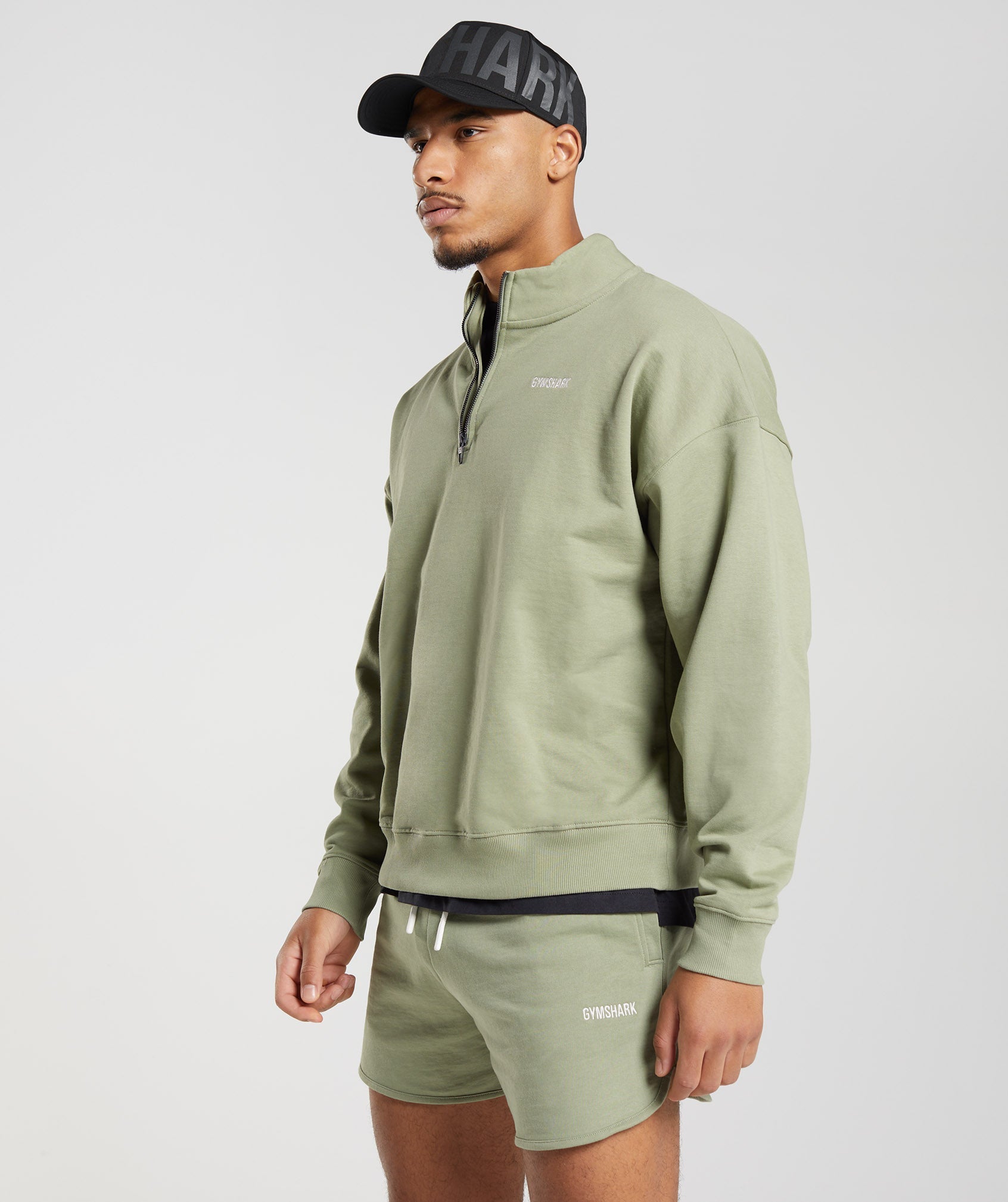 Rest Day Sweats 1/4 Zip in Sage Green - view 4