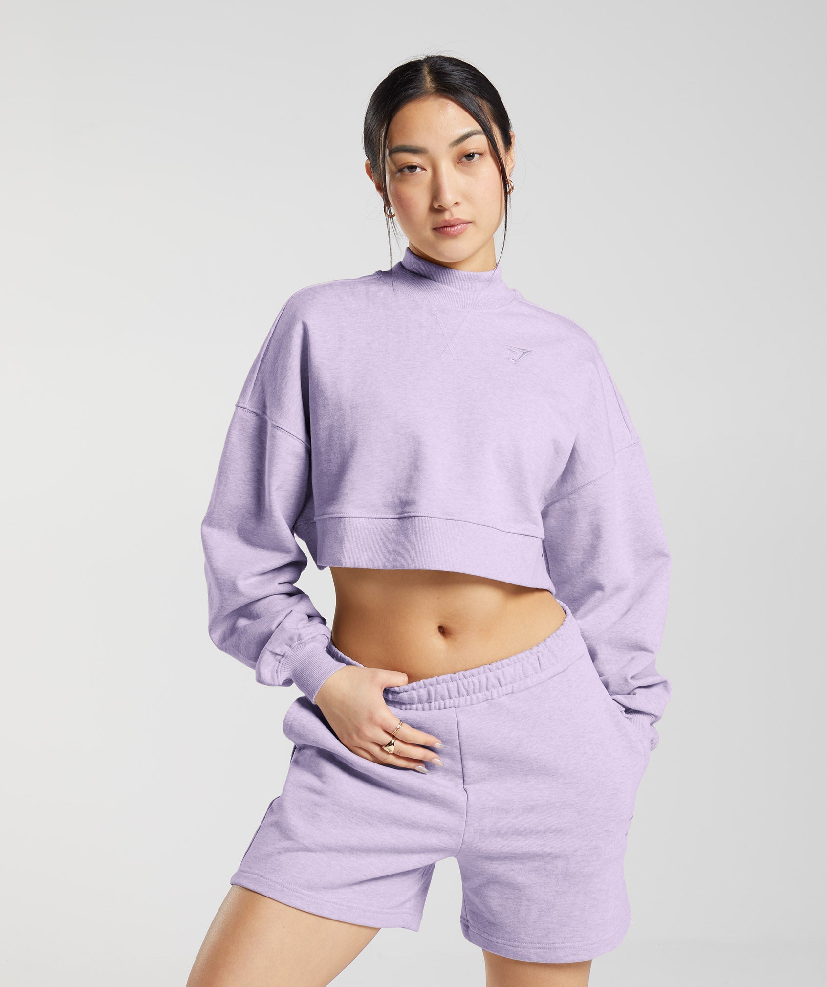 Rest Day Sweats Cropped Pullover in Aura Lilac Marl