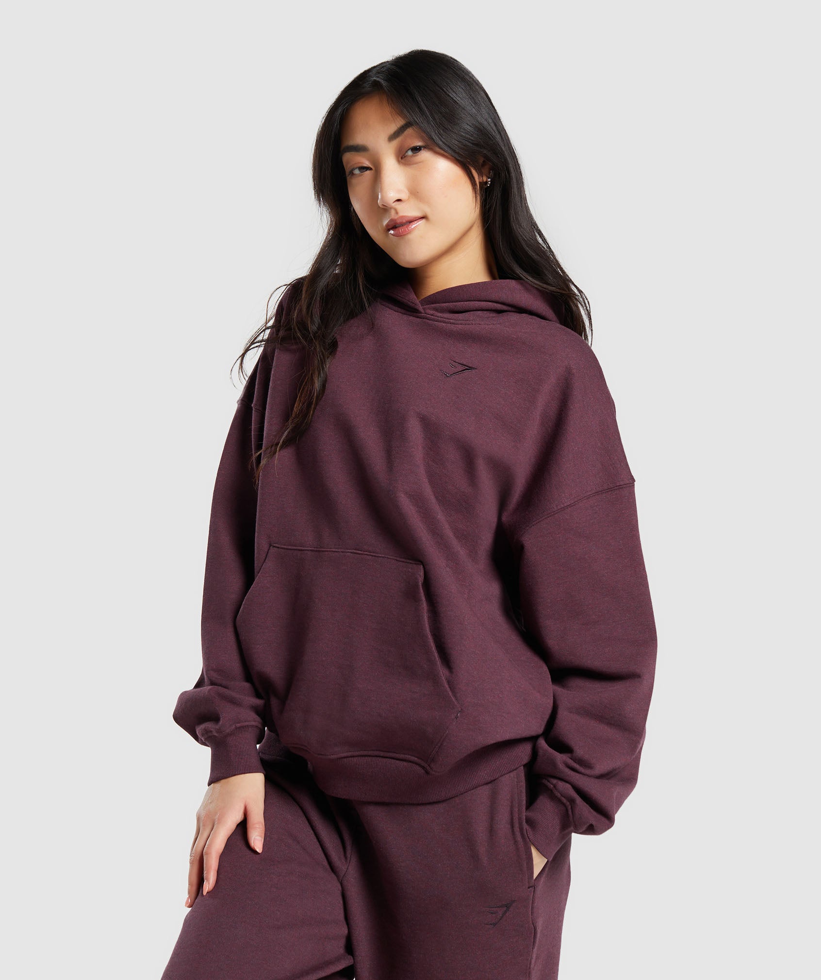 Rest Day Sweats Hoodie in Deep Plum Marl - view 1