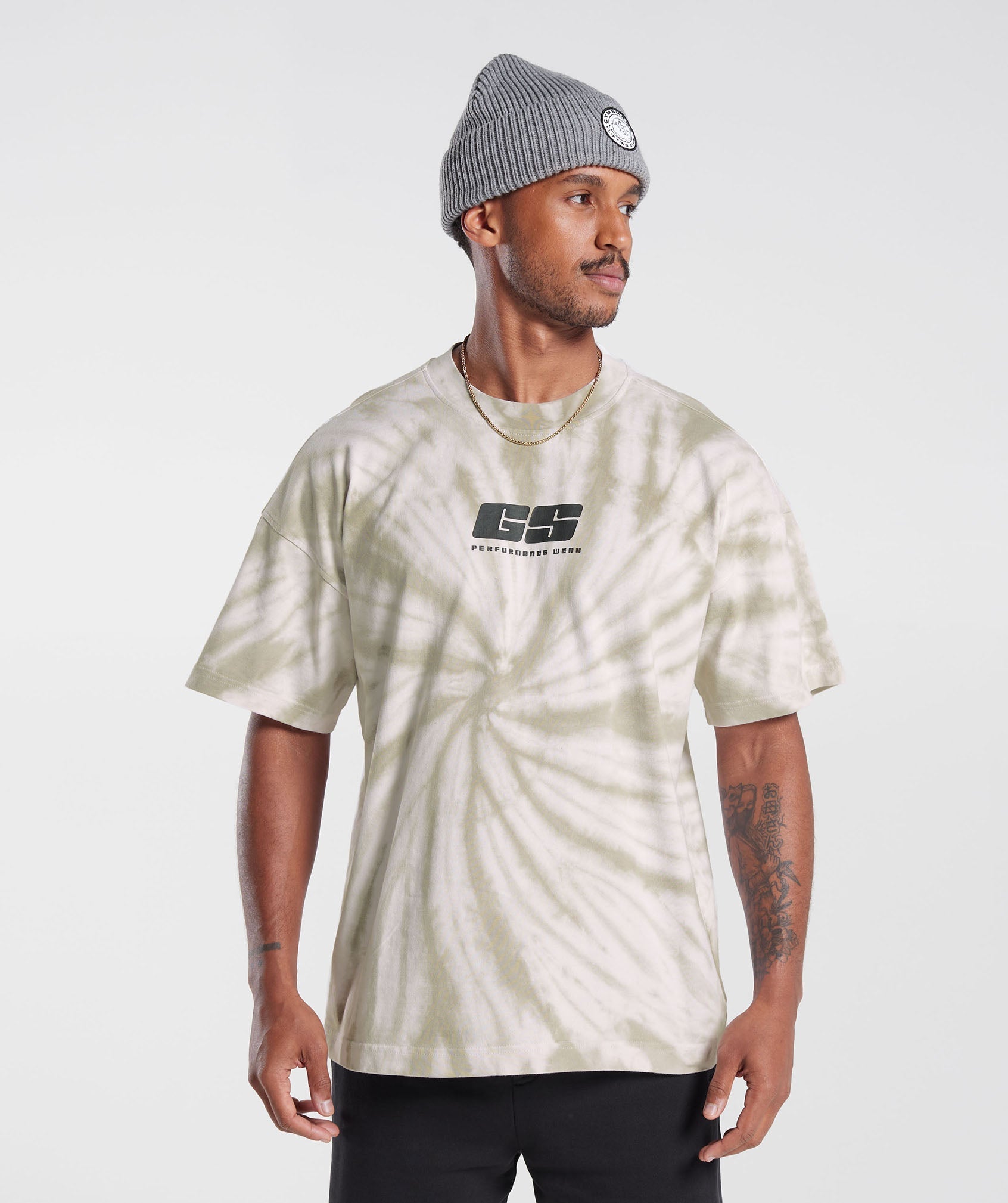 Rest Day T-Shirt in White/Mushroom Brown/Spiral Optic Wash - view 1
