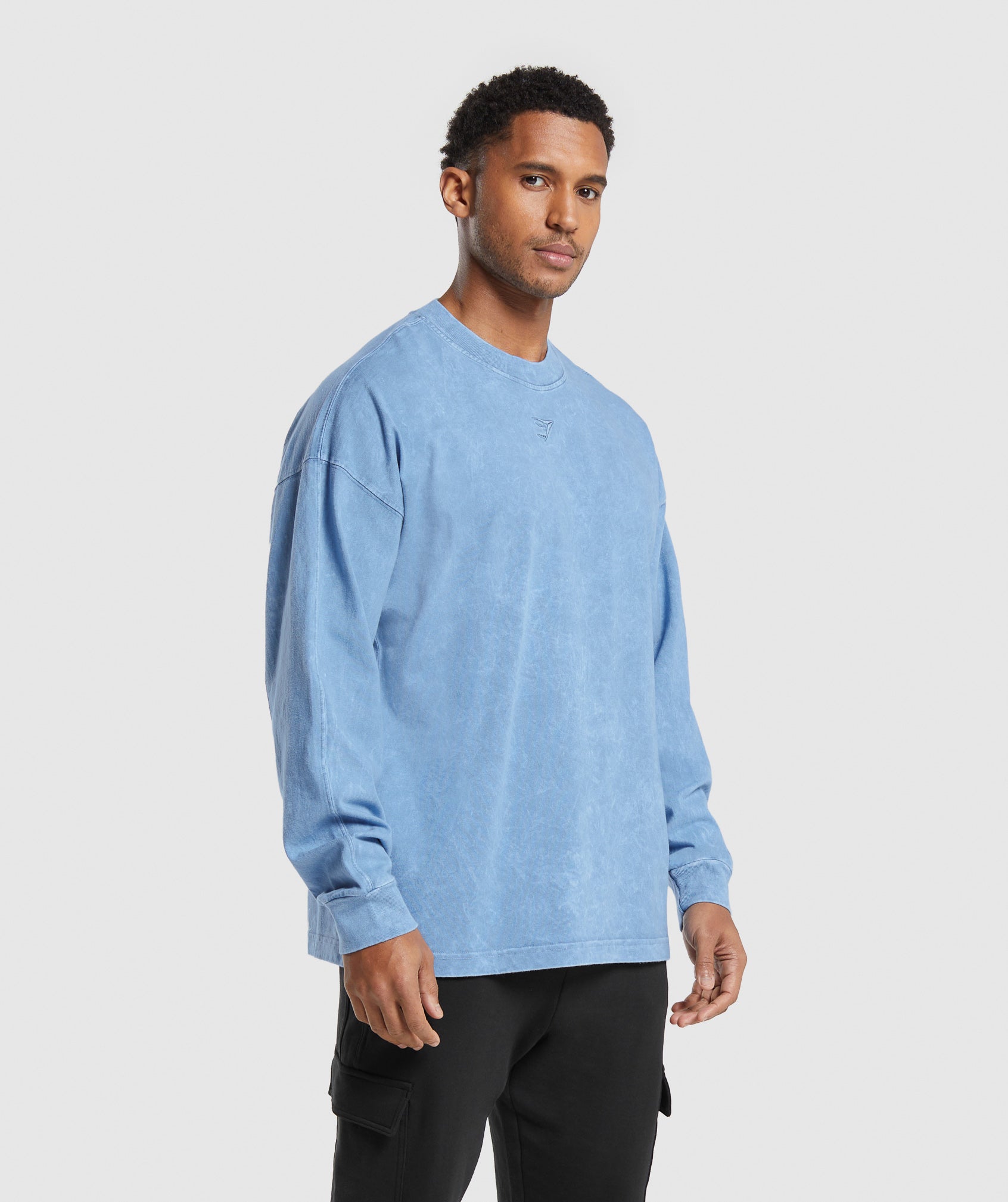 Rest Day Washed Long Sleeve T-Shirt in Faded Blue - view 3