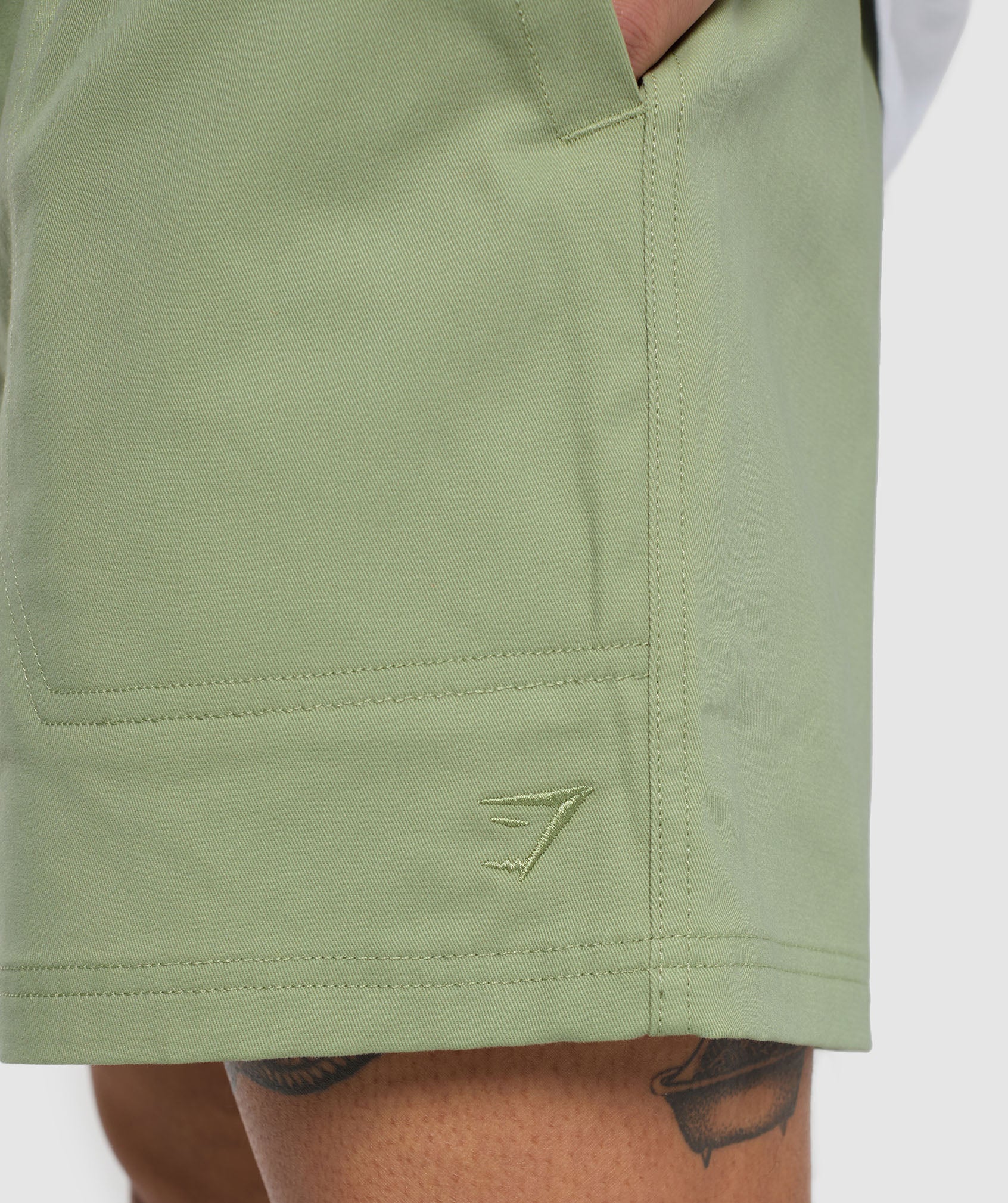 Rest Day Woven Shorts in Natural Sage Green - view 6