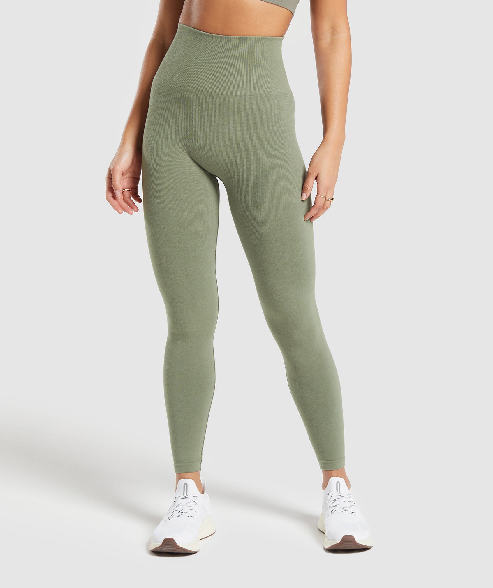 Green Cotton Rib Leggings