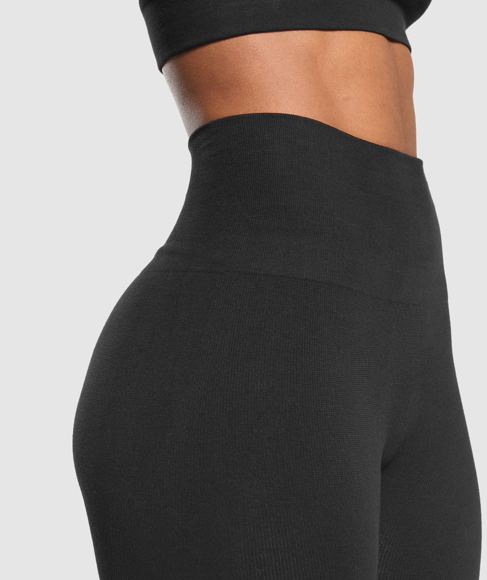 Cotton Seamless Leggings in Black - view 8