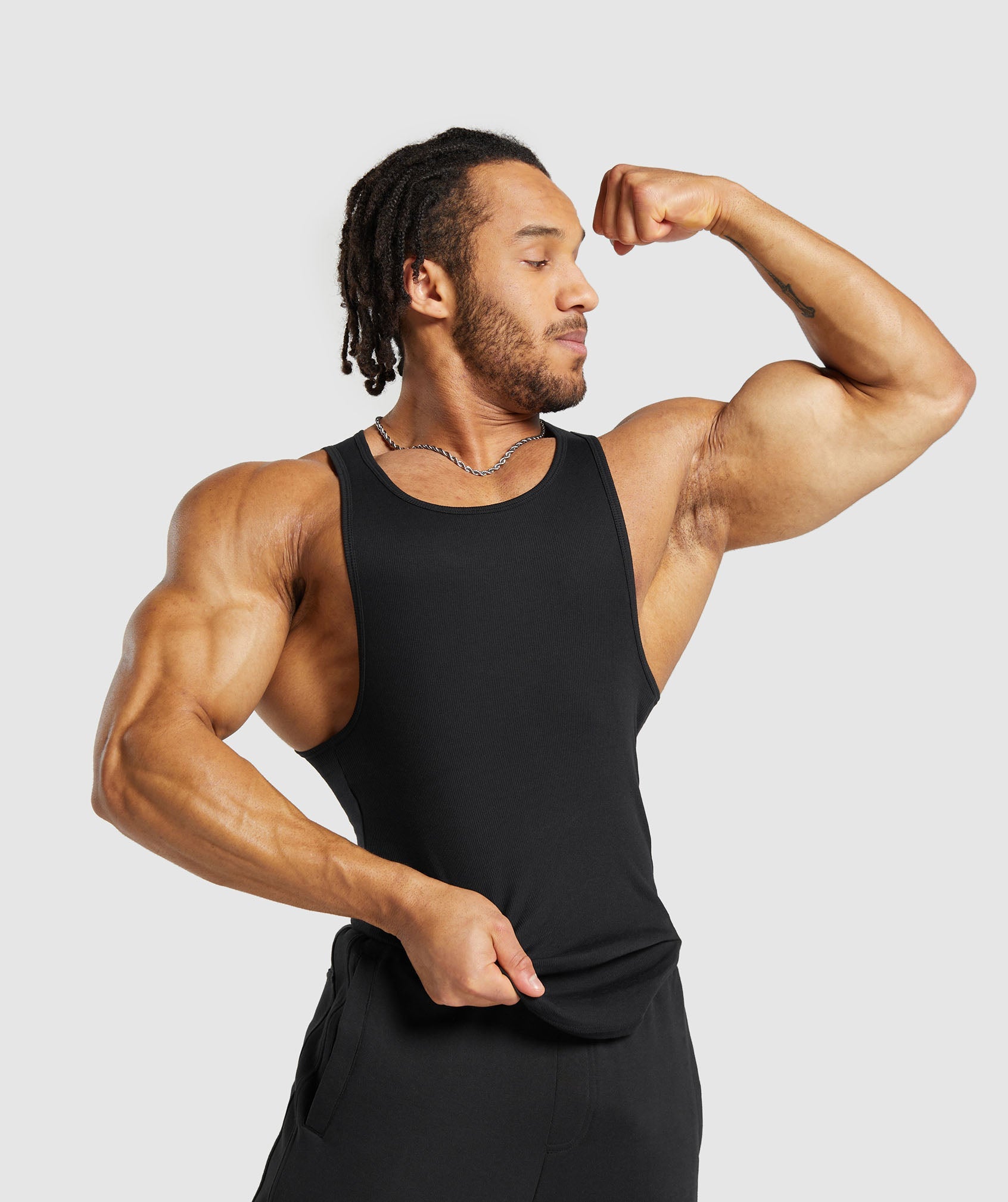 Ribbed Tank 3 Pack in Black - view 4