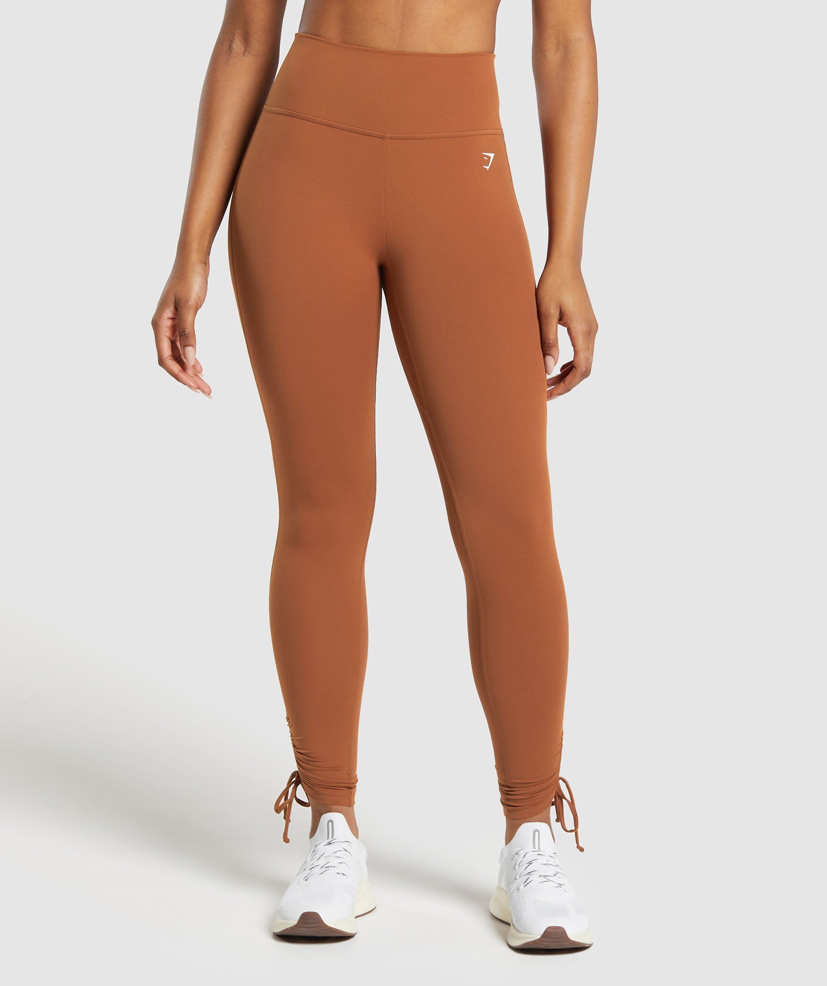 Ribbon Ankle Leggings en Copper Brown