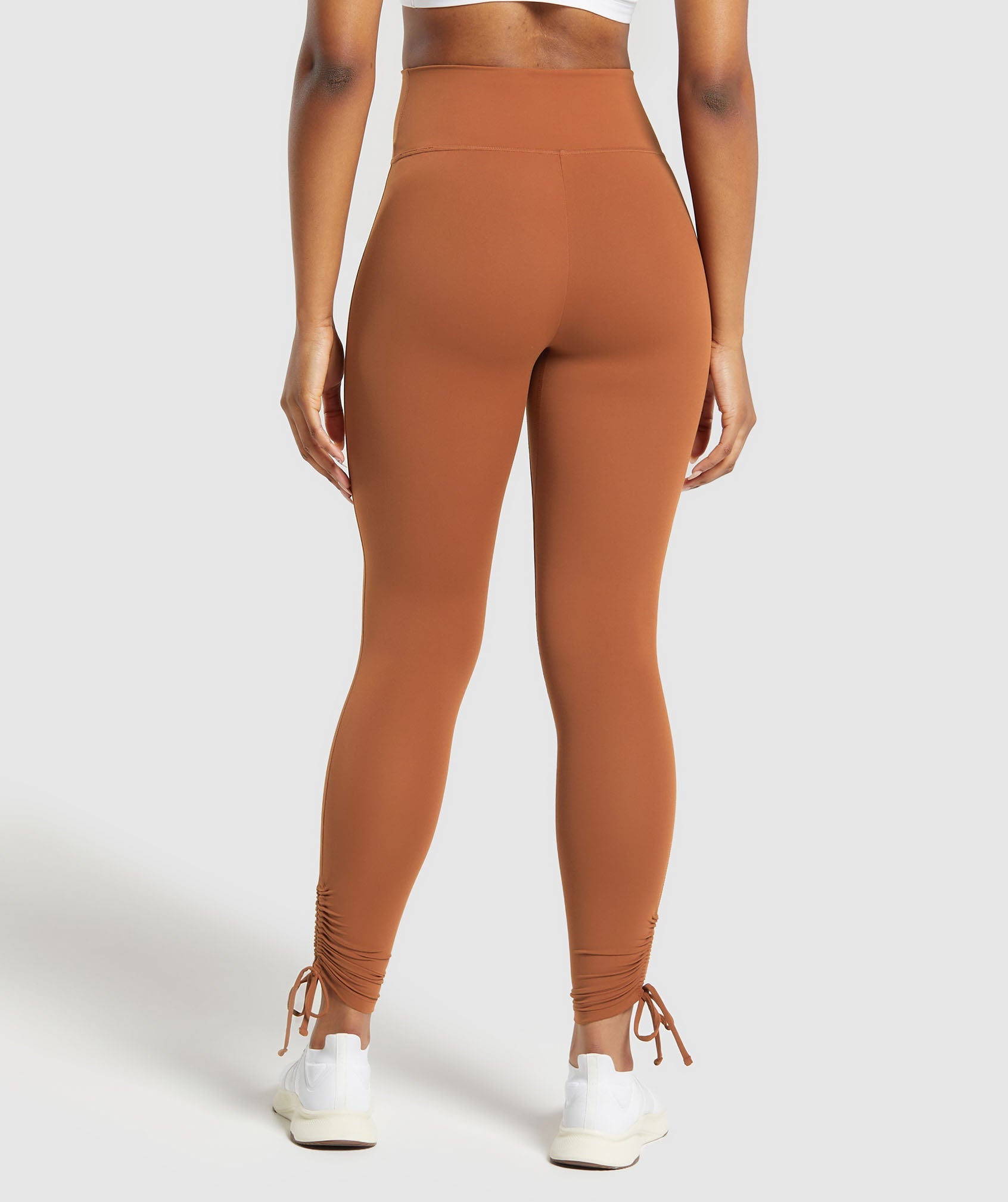 Ribbon Ankle Leggings in Copper Brown - view 2