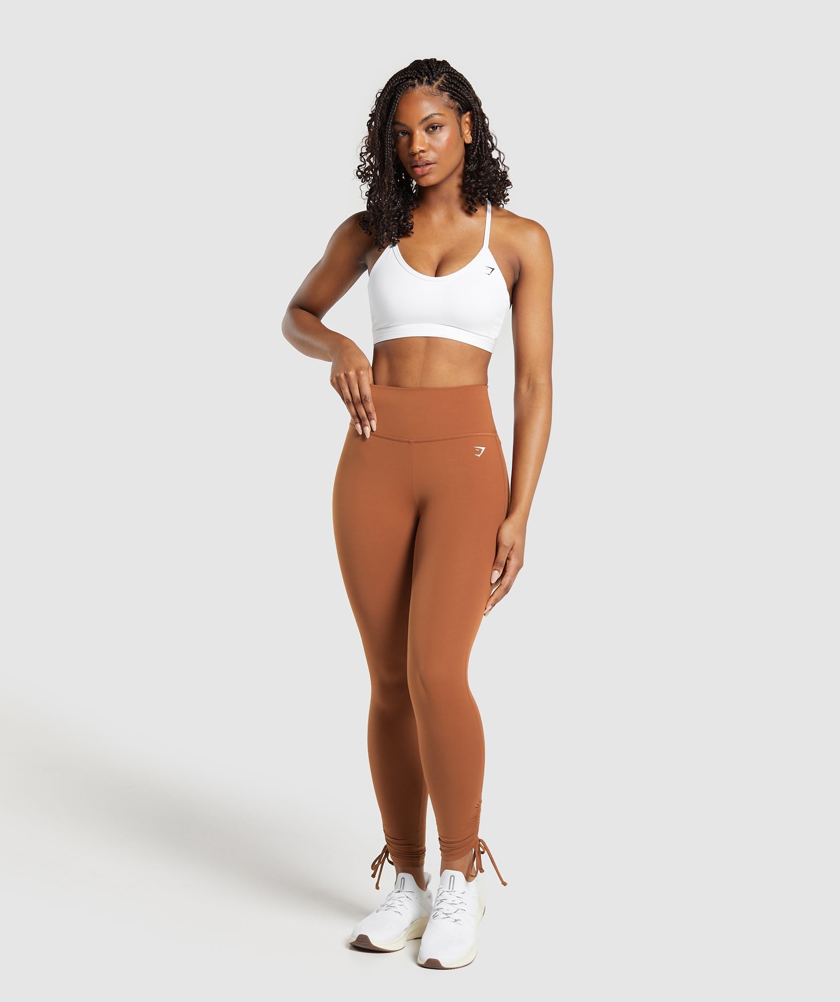 Ribbon Ankle Leggings in Copper Brown - view 4